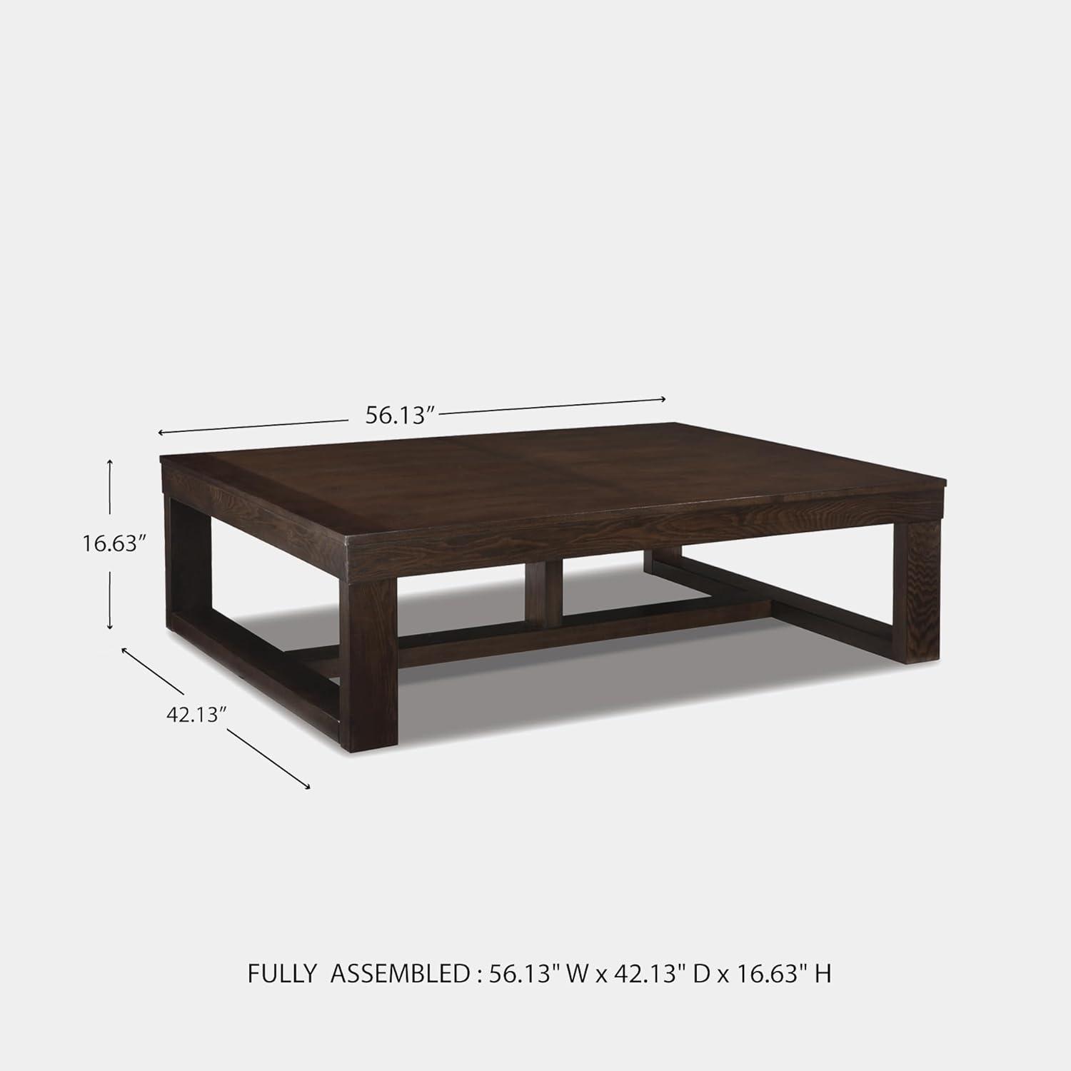 imageSignature Design by Ashley Loyaska Casual Rectangular Cocktail Table Natural Marble Top Oak Veneer 56quot W x 42quot D x 1688quot H White ampamp Light Gray ampamp BrownDark Brown