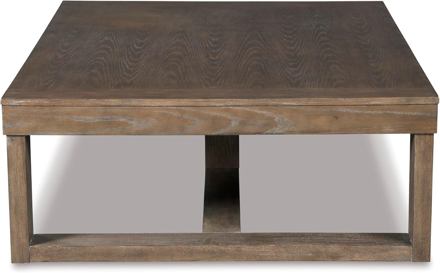 imageSignature Design by Ashley Loyaska Casual Rectangular Cocktail Table Natural Marble Top Oak Veneer 56quot W x 42quot D x 1688quot H White ampamp Light Gray ampamp BrownGrayish Brown