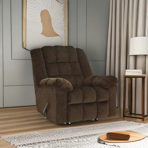 imageSignature Design by Ashley Ludden Ultra Plush Manual Rocker Recliner with Tufted Back Dark BrownCocoa