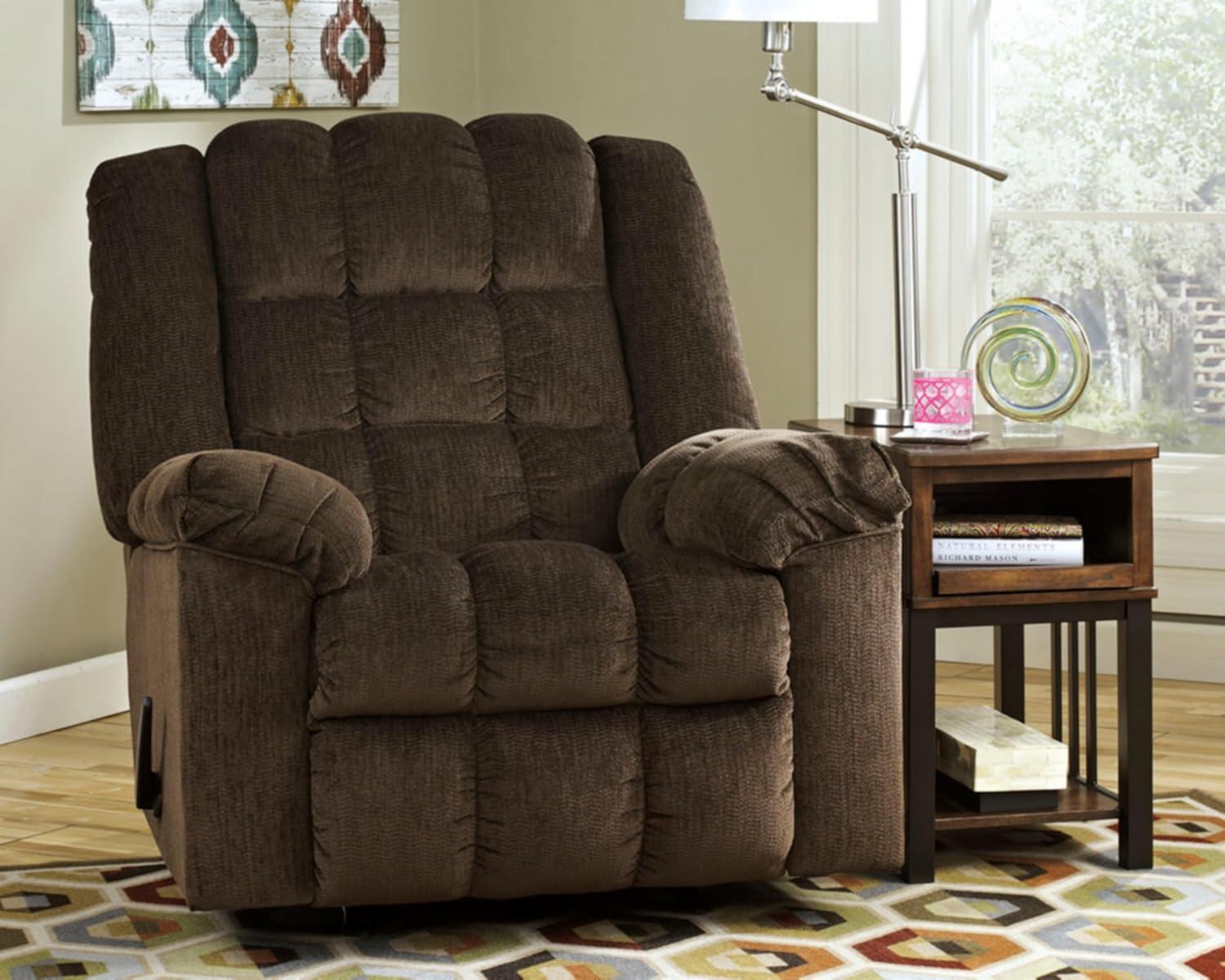 imageSignature Design by Ashley Ludden Ultra Plush Manual Rocker Recliner with Tufted Back Dark BrownCocoa