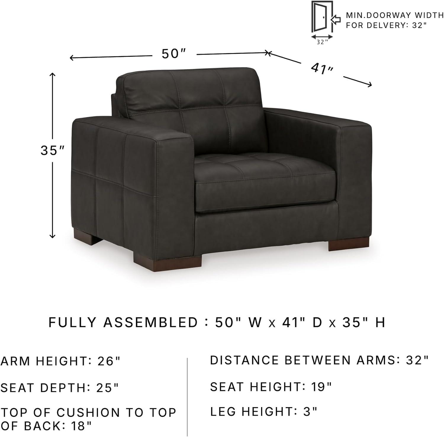 imageSignature Design by Ashley Luigi Modern Tufted Leather Match Upholstered Oversized Chair BlackBlack