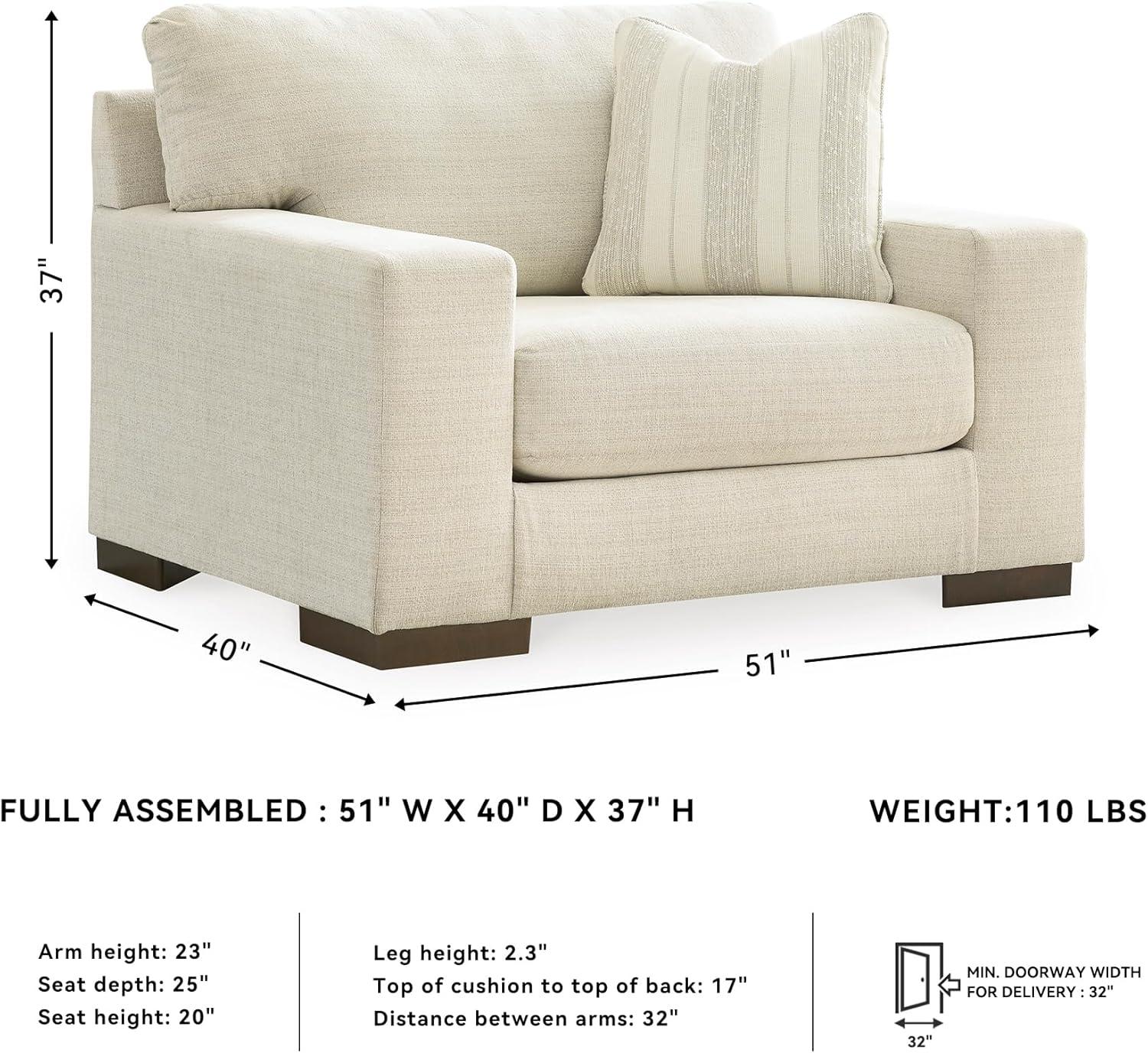 imageSignature Design by Ashley Maggie Contemporary Upholstered Chair and a Half BeigeBeige