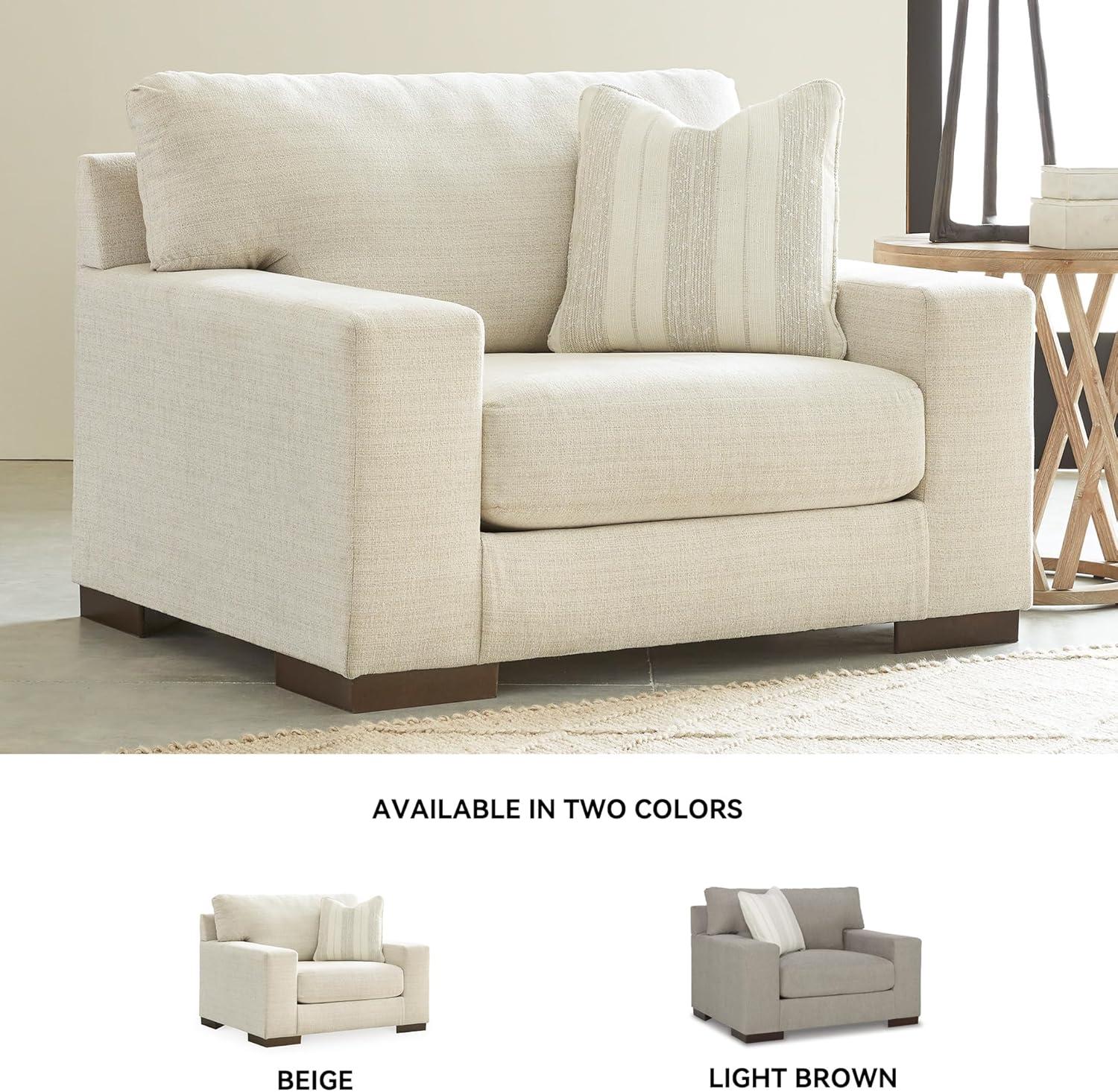imageSignature Design by Ashley Maggie Contemporary Upholstered Chair and a Half BeigeBeige