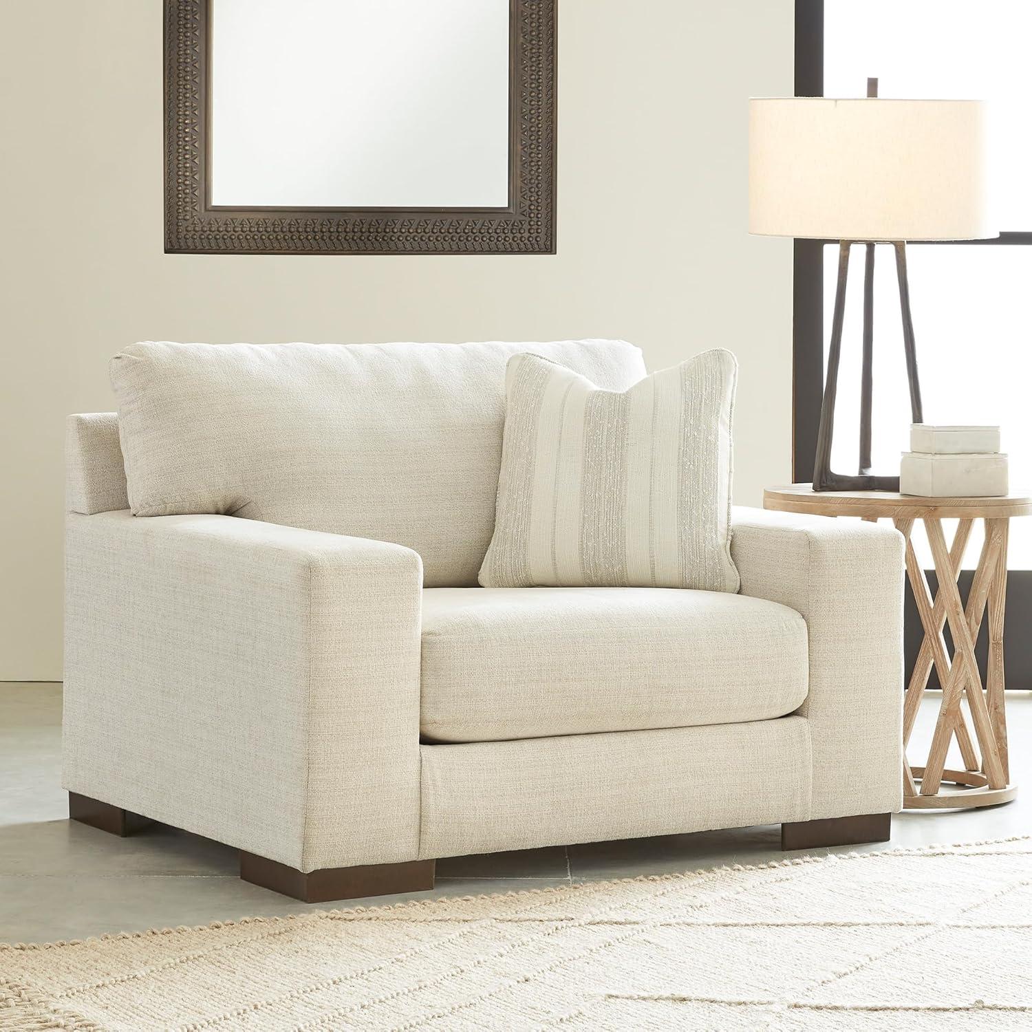 imageSignature Design by Ashley Maggie Contemporary Upholstered Chair and a Half BeigeBeige