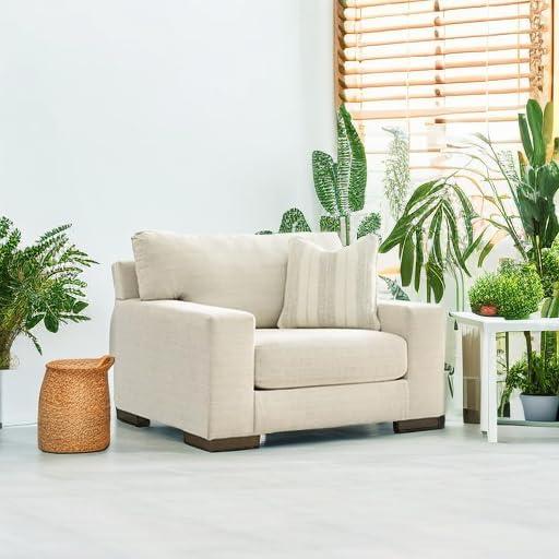 imageSignature Design by Ashley Maggie Contemporary Upholstered Chair and a Half BeigeBeige