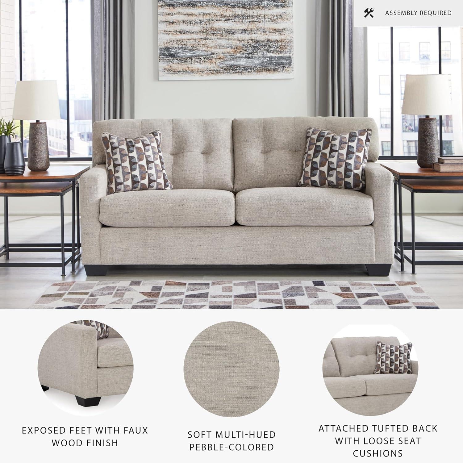 imageSignature Design by Ashley Mahoney Contemporary 2in1 Tufted Sofa Sleeper with Folding Gel Memory Foam Mattress Full Dark BrownBeige