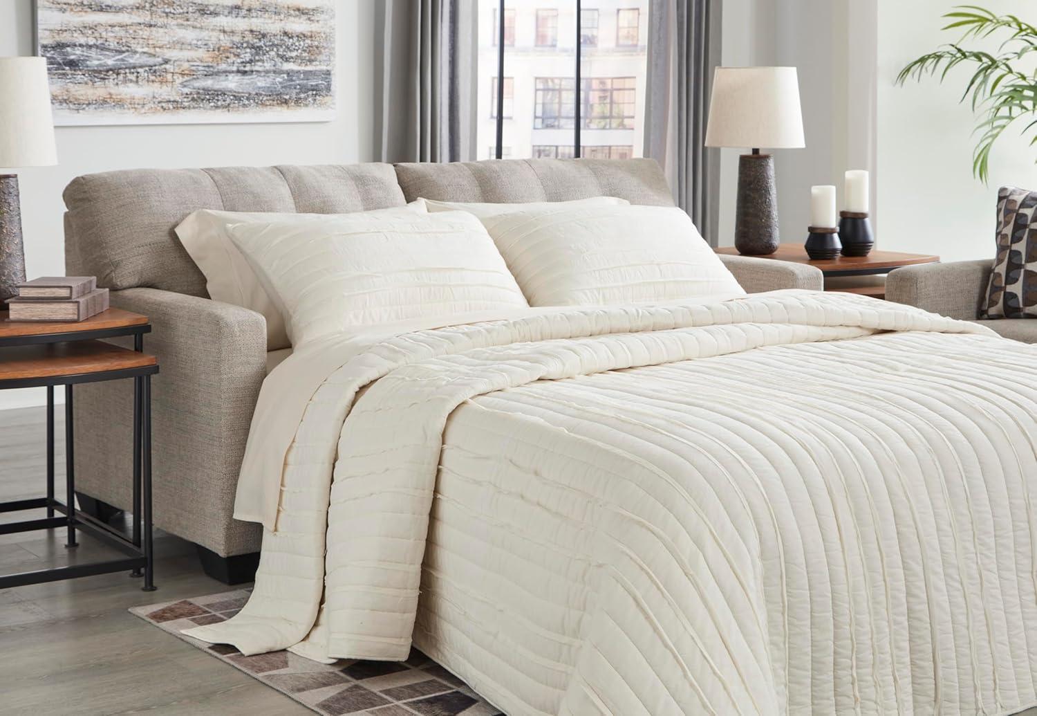imageSignature Design by Ashley Mahoney Contemporary 2in1 Tufted Sofa Sleeper with Folding Gel Memory Foam Mattress Full Dark BrownBeige