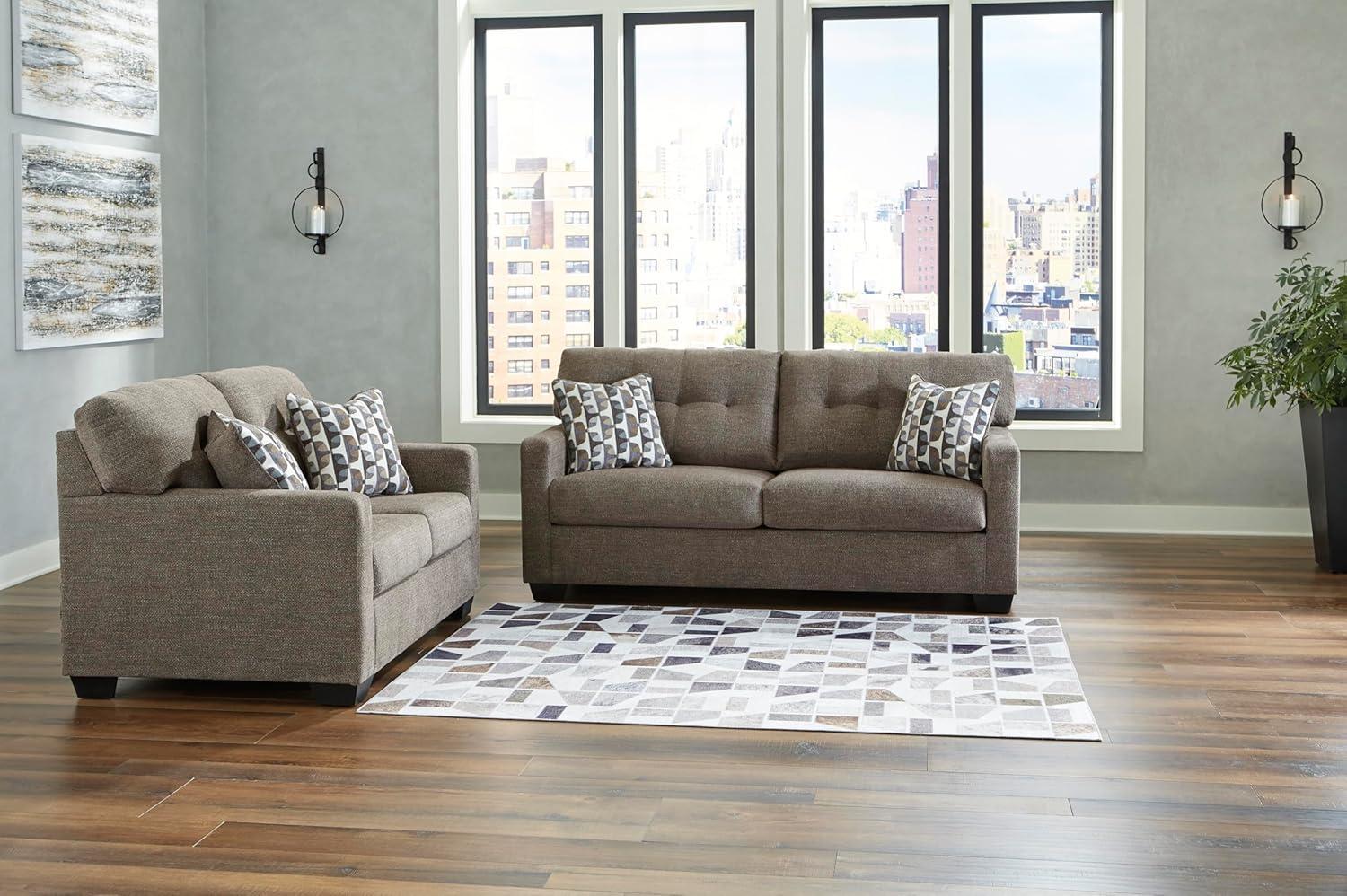 imageSignature Design by Ashley Mahoney Contemporary 2in1 Tufted Sofa Sleeper with Folding Gel Memory Foam Mattress Full Dark BrownBrown