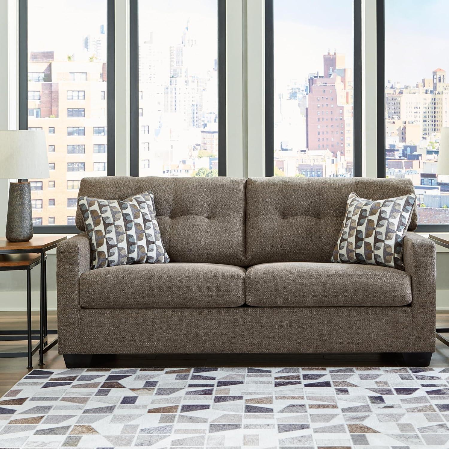 imageSignature Design by Ashley Mahoney Contemporary 2in1 Tufted Sofa Sleeper with Folding Gel Memory Foam Mattress Full Dark BrownBrown