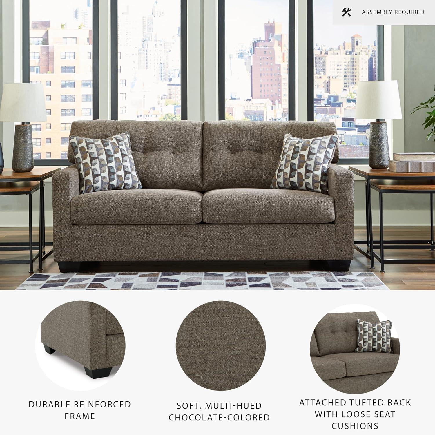 imageSignature Design by Ashley Mahoney Contemporary 2in1 Tufted Sofa Sleeper with Folding Gel Memory Foam Mattress Full Dark BrownBrown