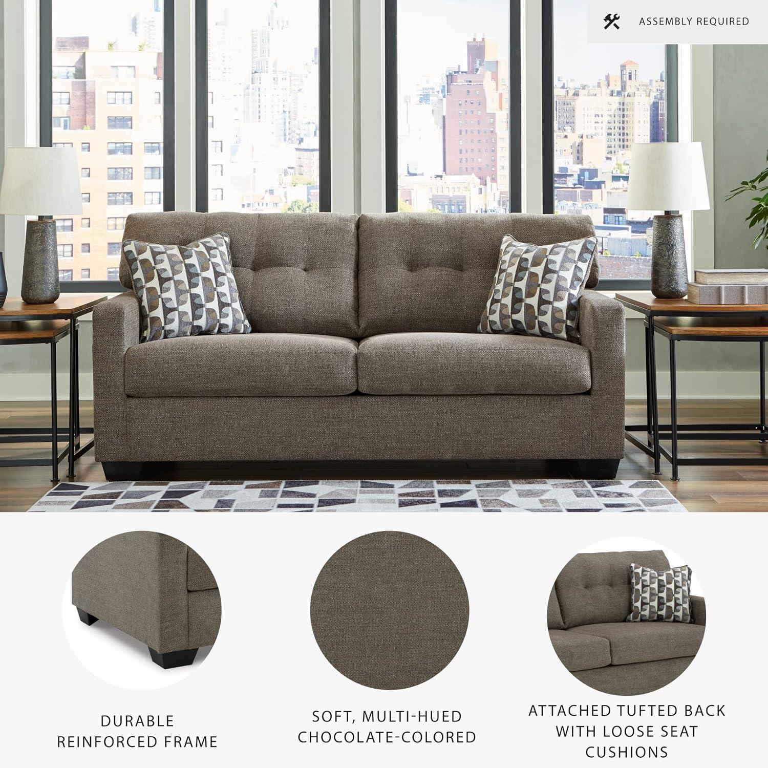 imageSignature Design by Ashley Mahoney Contemporary 2in1 Tufted Sofa Sleeper with Folding Gel Memory Foam Mattress Full Dark BrownBrown