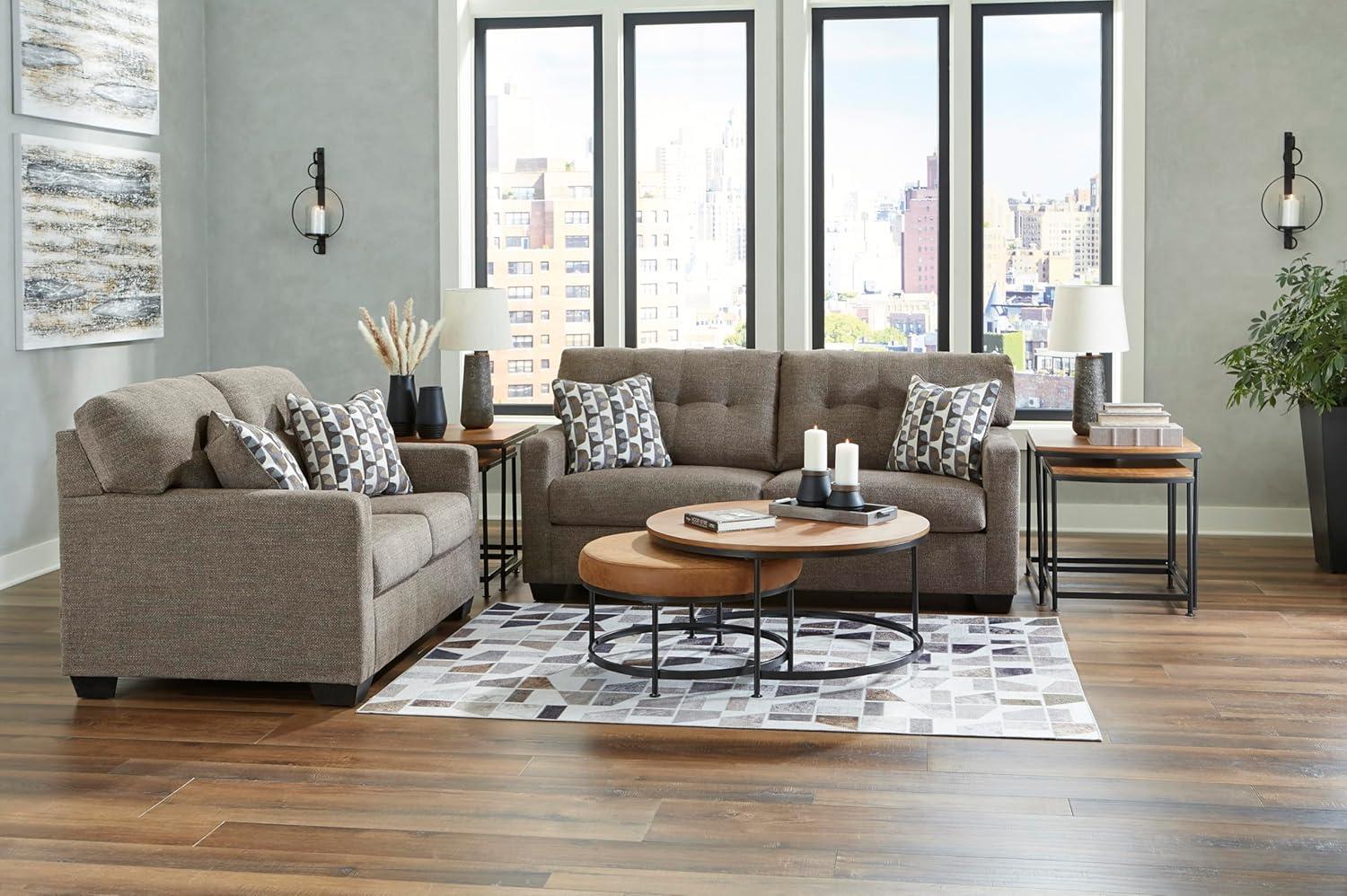 imageSignature Design by Ashley Mahoney Contemporary 2in1 Tufted Sofa Sleeper with Folding Gel Memory Foam Mattress Full Dark BrownBrown