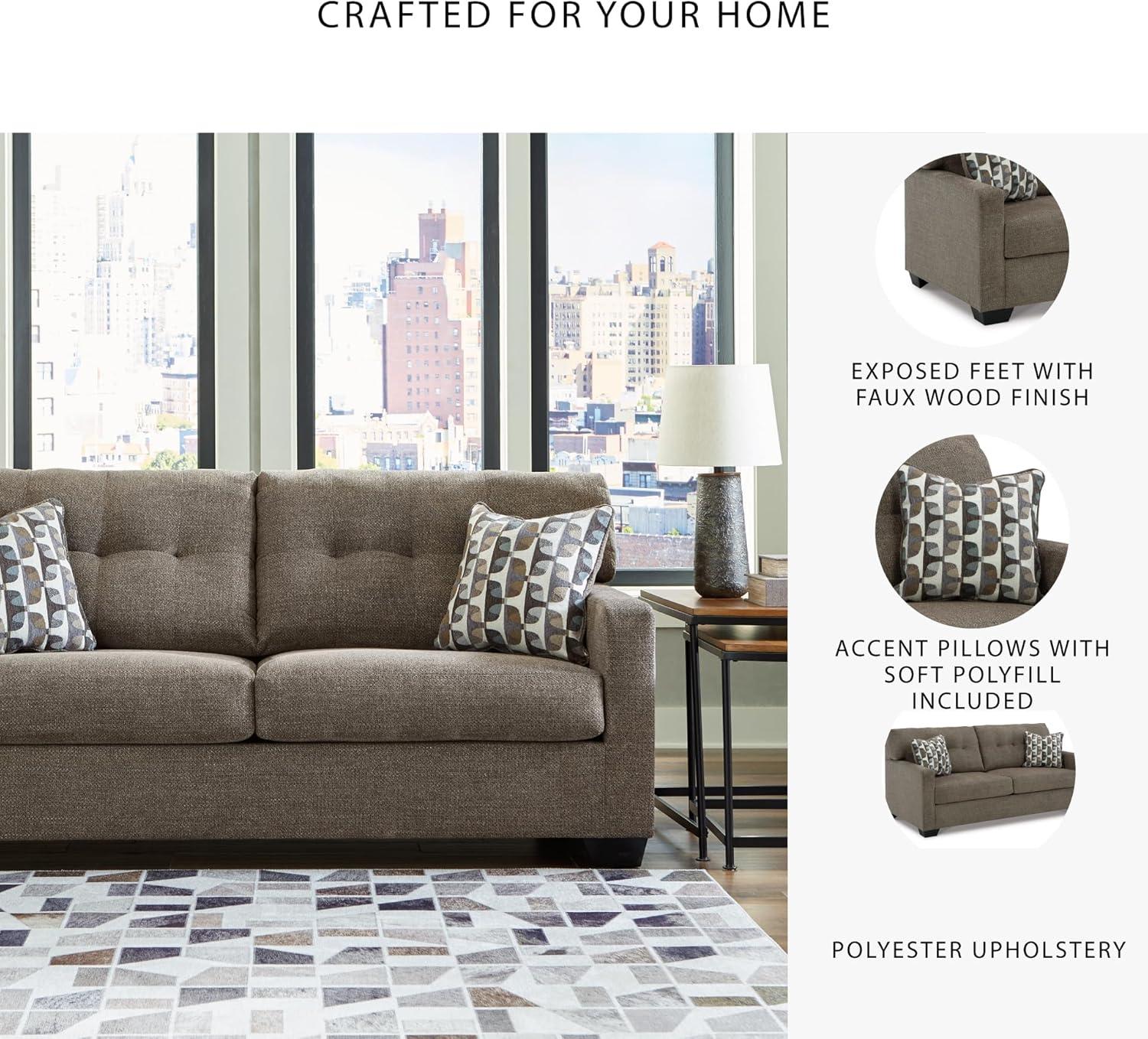imageSignature Design by Ashley Mahoney Contemporary 2in1 Tufted Sofa Sleeper with Folding Gel Memory Foam Mattress Full Dark BrownBrown