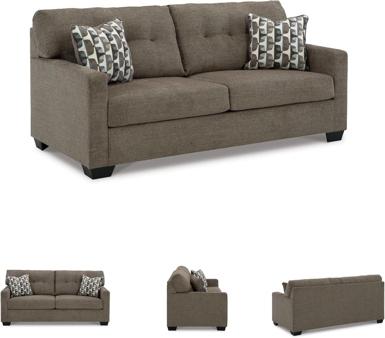 imageSignature Design by Ashley Mahoney Contemporary 2in1 Tufted Sofa Sleeper with Folding Gel Memory Foam Mattress Full Dark BrownBrown