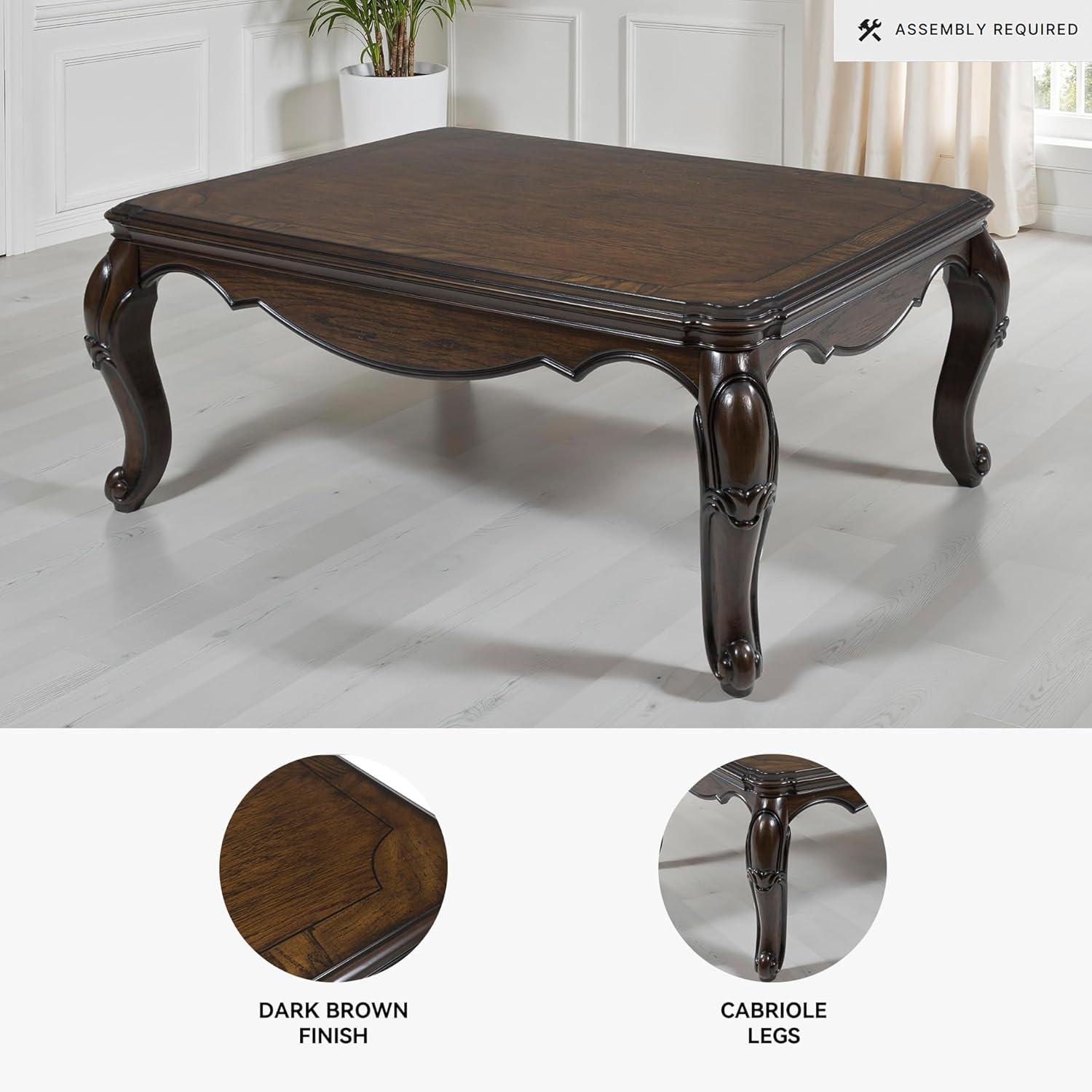 imageSignature Design by Ashley Maylee Classic Coffee Table with Cabriole Legs Dark Brown