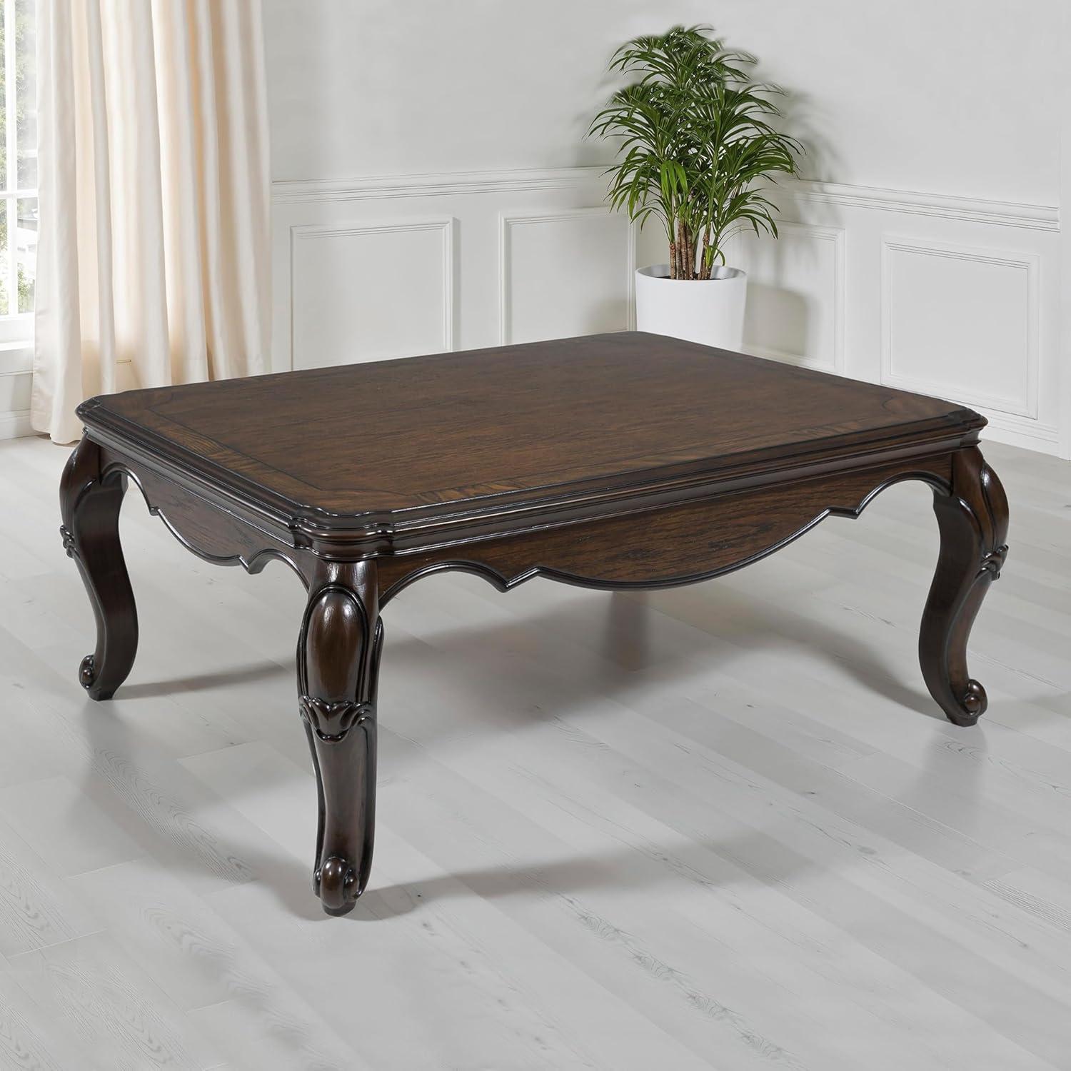 imageSignature Design by Ashley Maylee Classic Coffee Table with Cabriole Legs Dark Brown