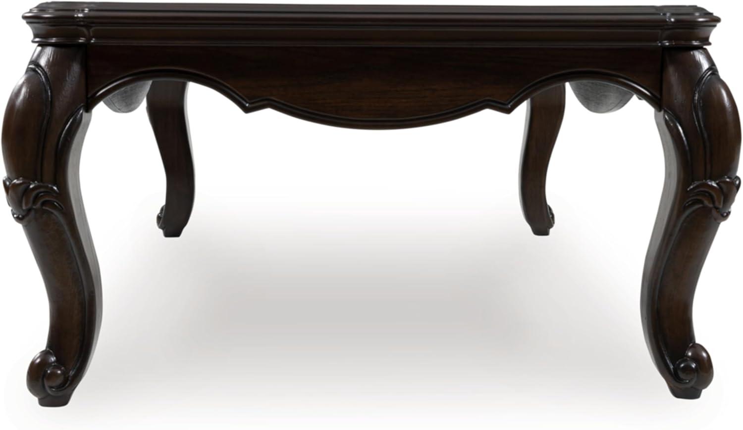 imageSignature Design by Ashley Maylee Classic Coffee Table with Cabriole Legs Dark Brown
