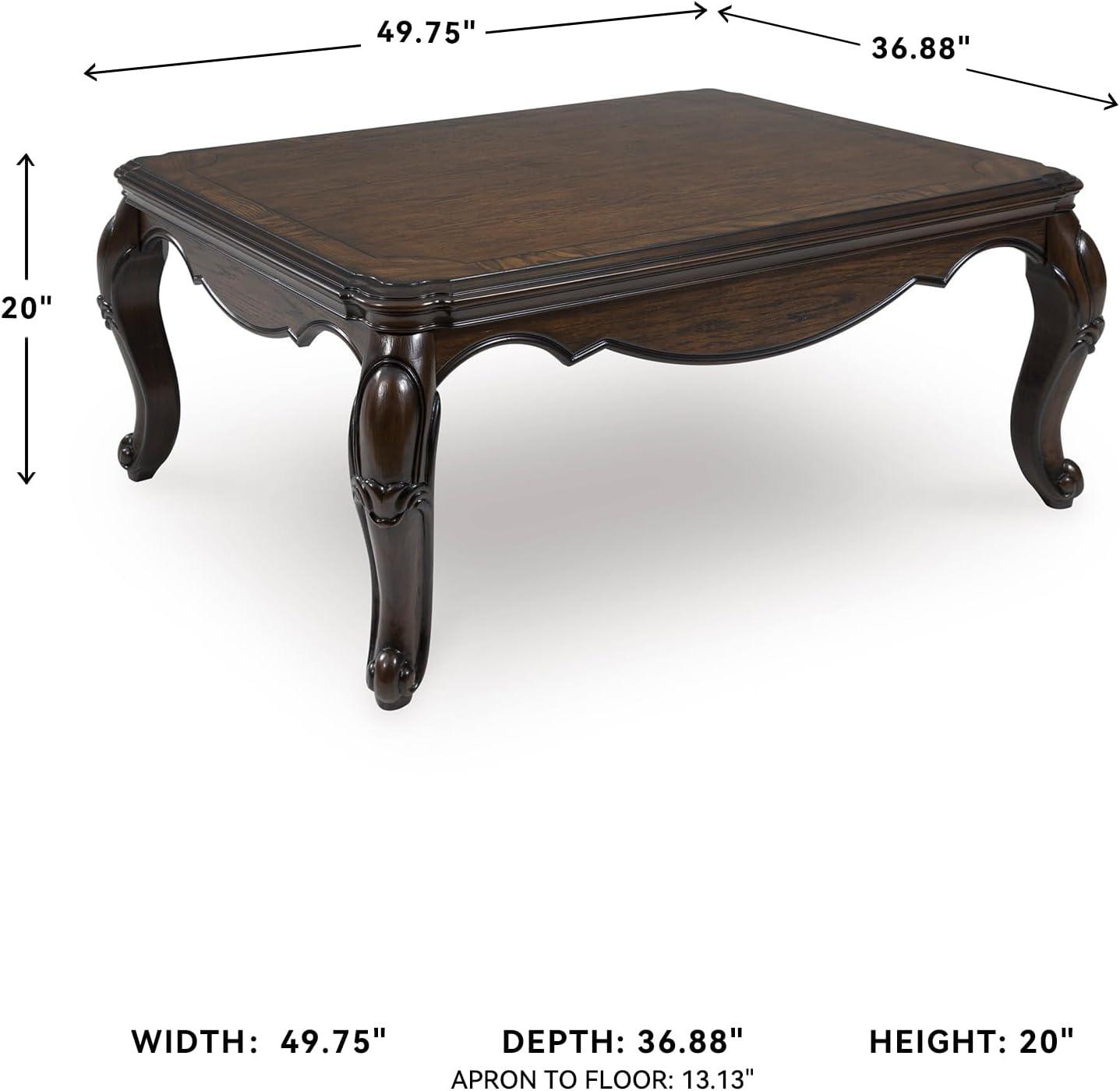 imageSignature Design by Ashley Maylee Classic Coffee Table with Cabriole Legs Dark Brown