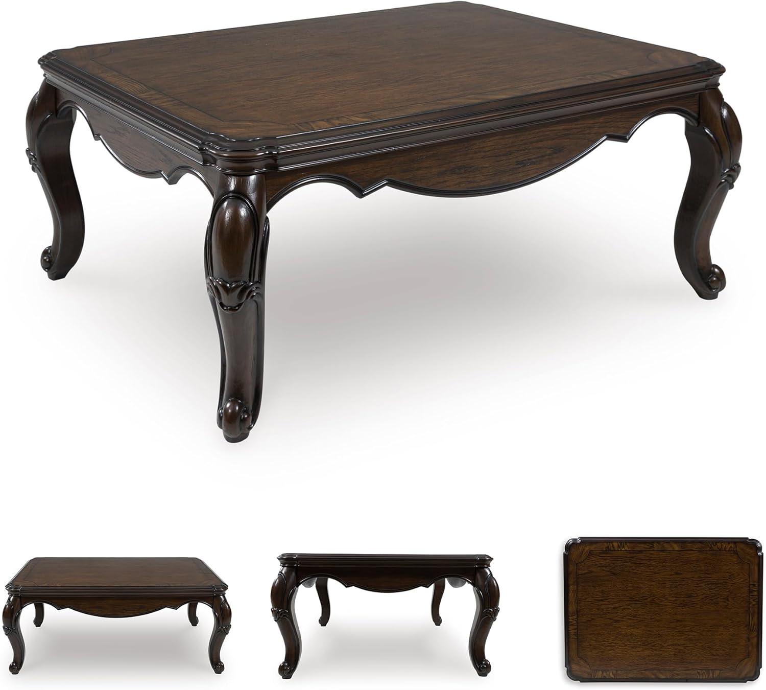 imageSignature Design by Ashley Maylee Classic Coffee Table with Cabriole Legs Dark Brown
