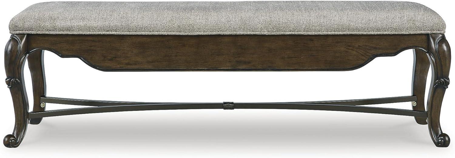 imageSignature Design by Ashley Maylee Contemporary Upholstered 63quot Dining Bench with 1 Drawer Dark Brown