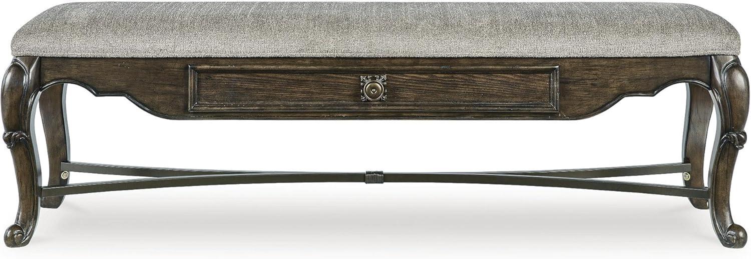 imageSignature Design by Ashley Maylee Contemporary Upholstered 63quot Dining Bench with 1 Drawer Dark Brown