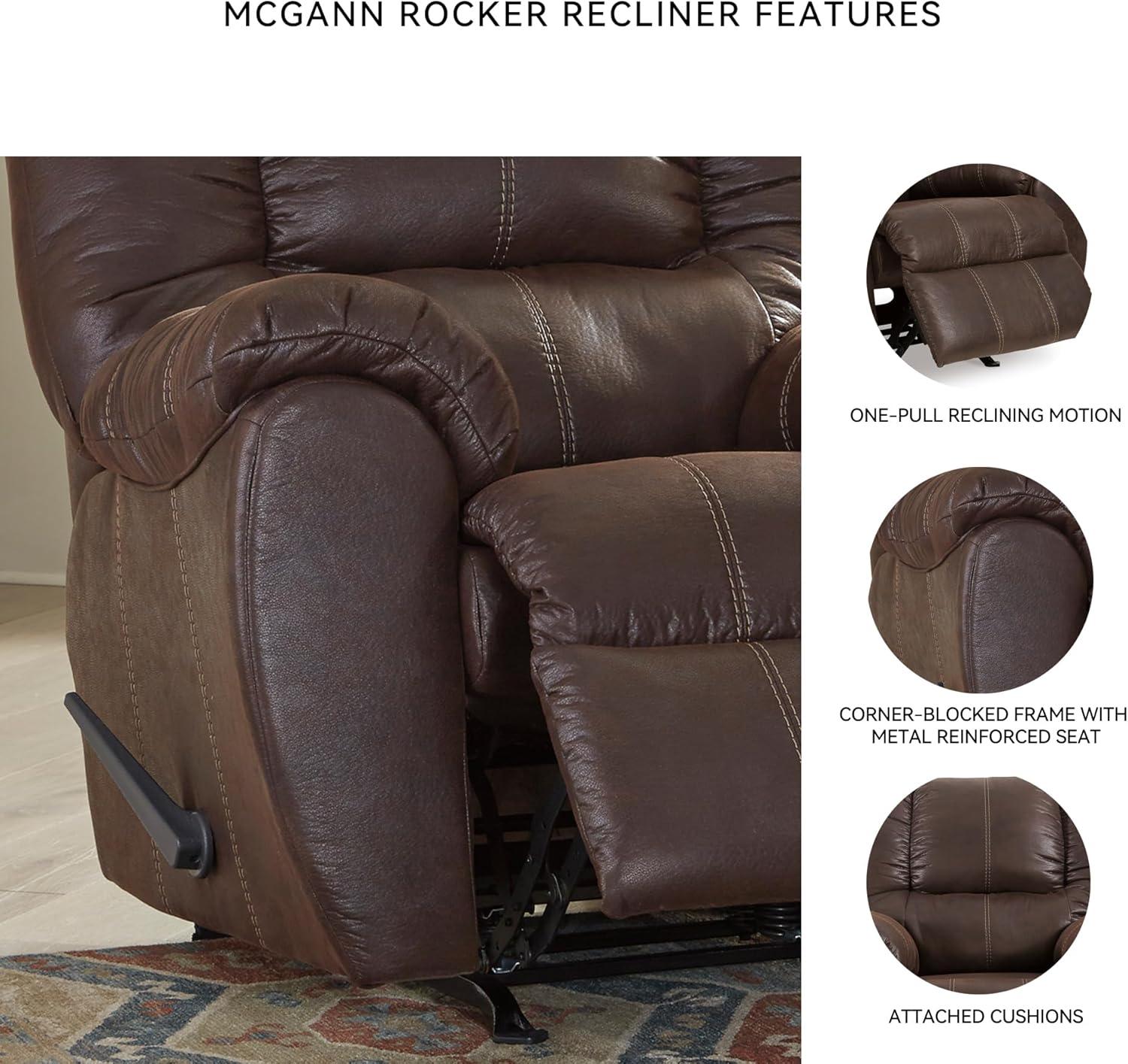 imageSignature Design by Ashley McGann Faux Leather Oversized Manual Rocker Recliner Light BrownBrown