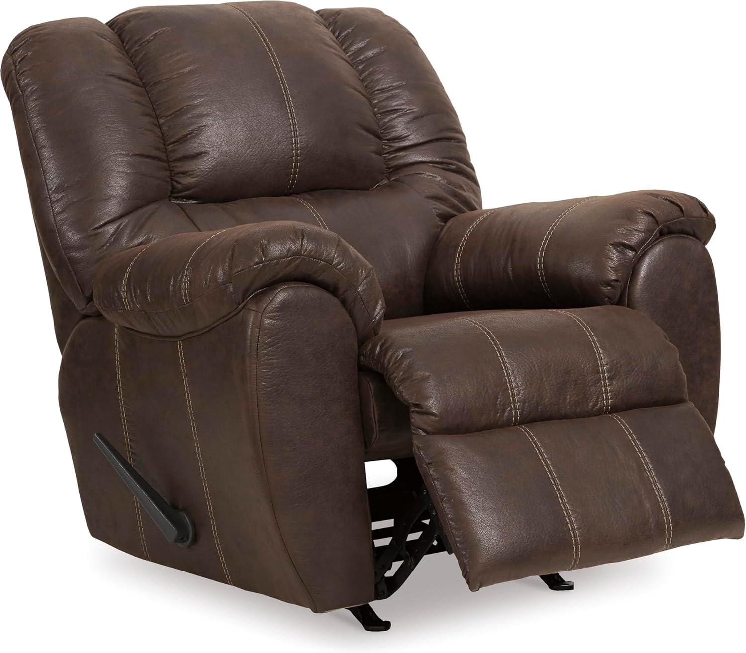 imageSignature Design by Ashley McGann Faux Leather Oversized Manual Rocker Recliner Light BrownBrown