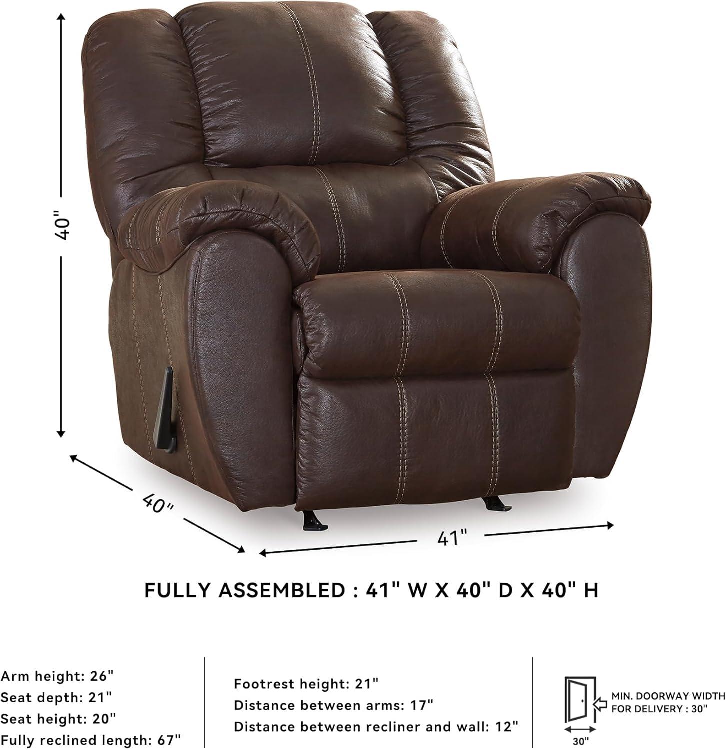imageSignature Design by Ashley McGann Faux Leather Oversized Manual Rocker Recliner Light BrownBrown
