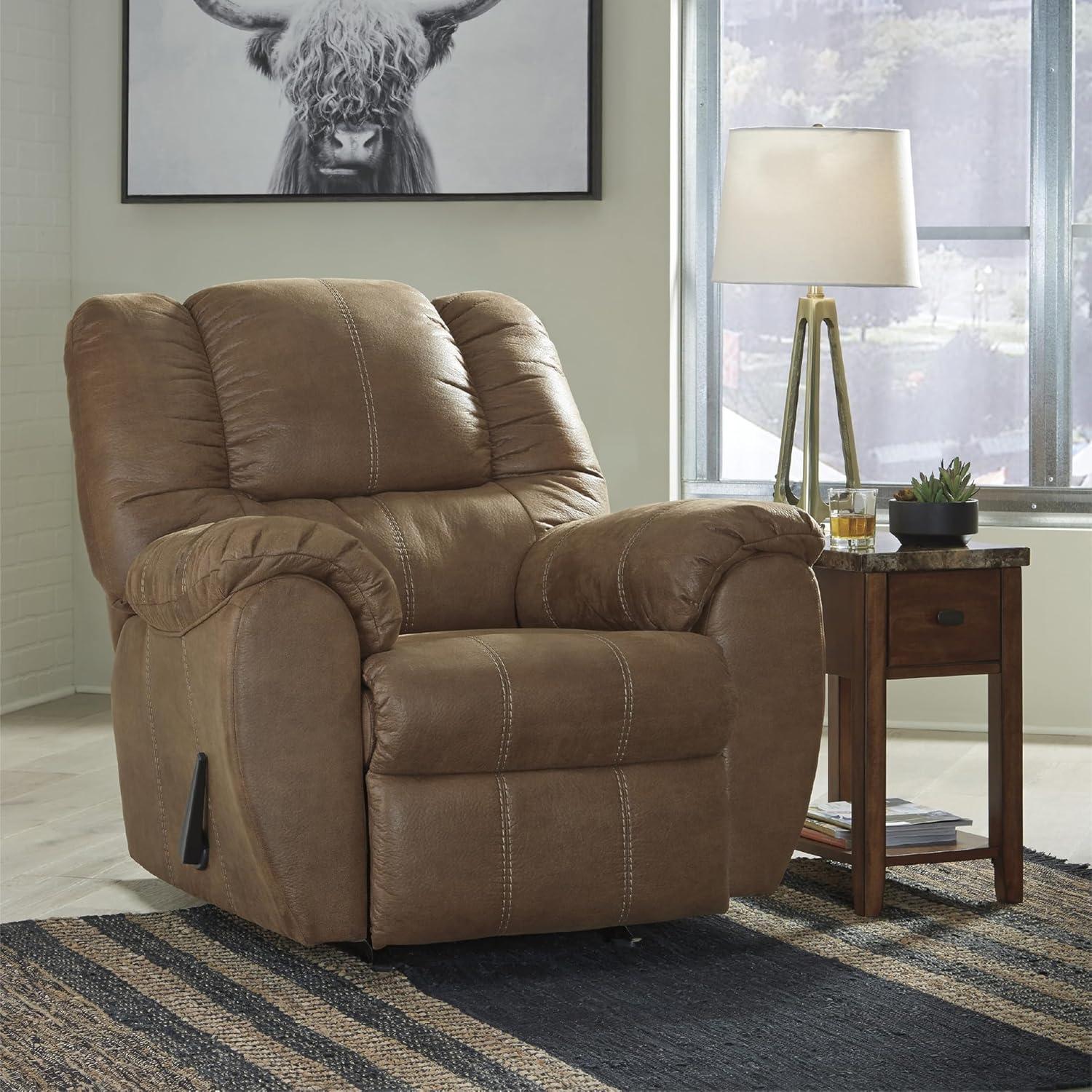 imageSignature Design by Ashley McGann Faux Leather Oversized Manual Rocker Recliner Light BrownLight Brown