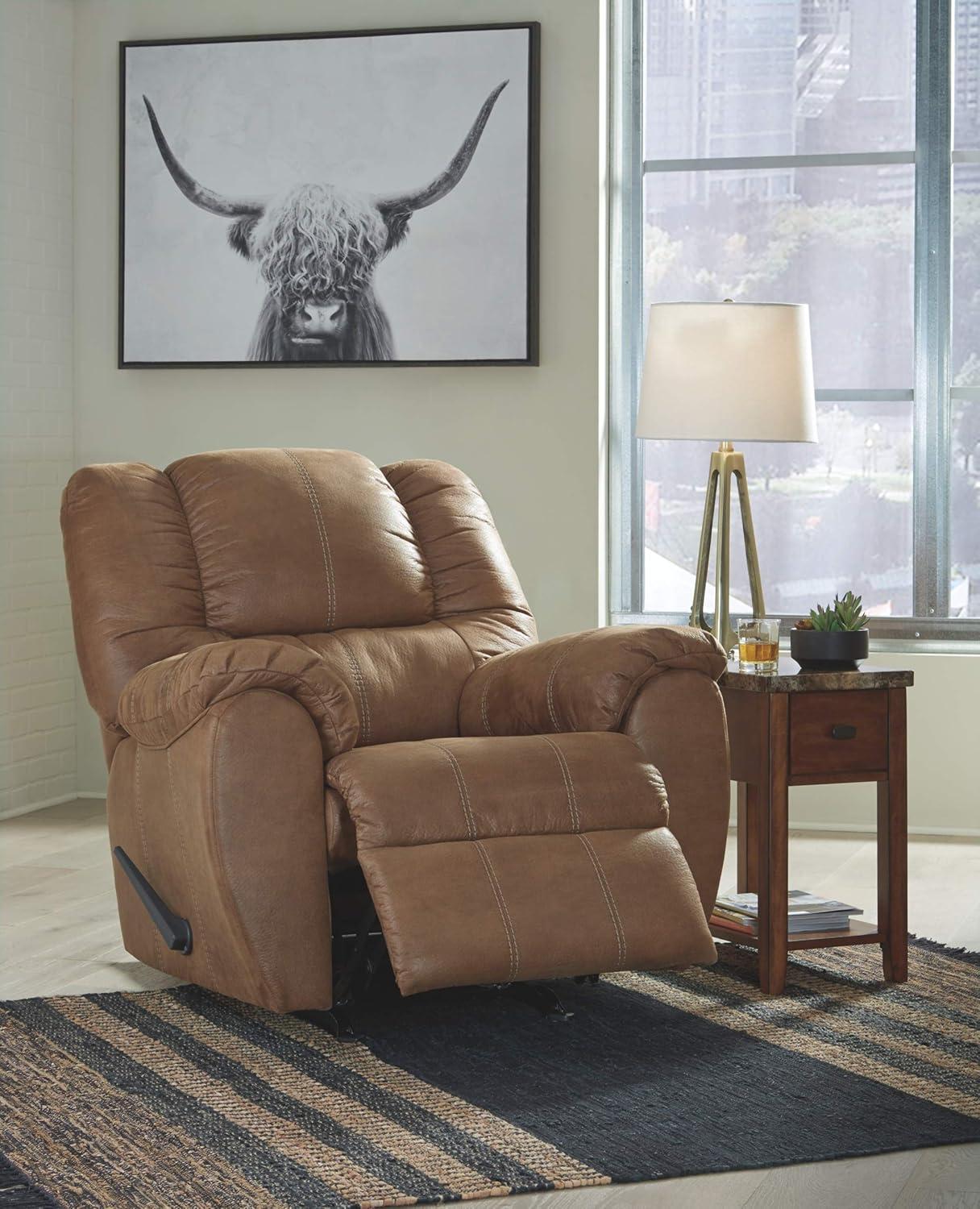 imageSignature Design by Ashley McGann Faux Leather Oversized Manual Rocker Recliner Light BrownLight Brown