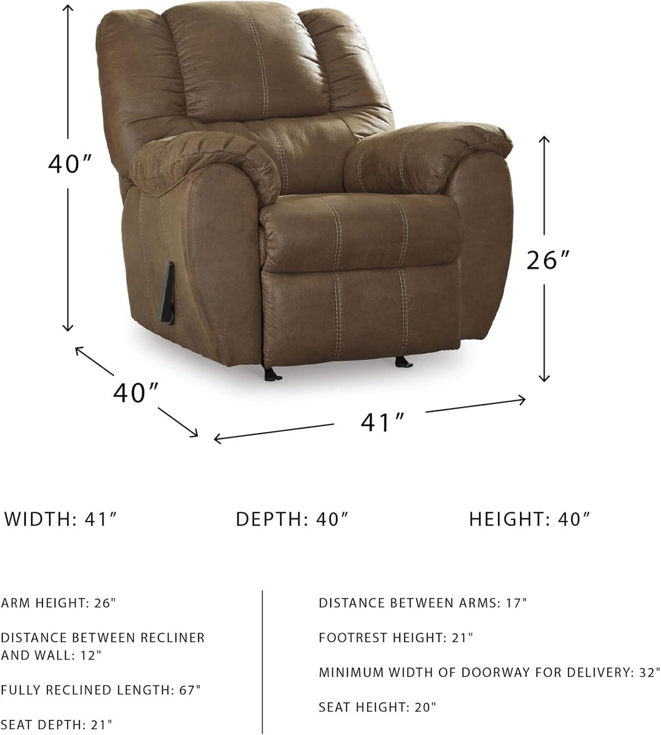 imageSignature Design by Ashley McGann Faux Leather Oversized Manual Rocker Recliner Light BrownLight Brown