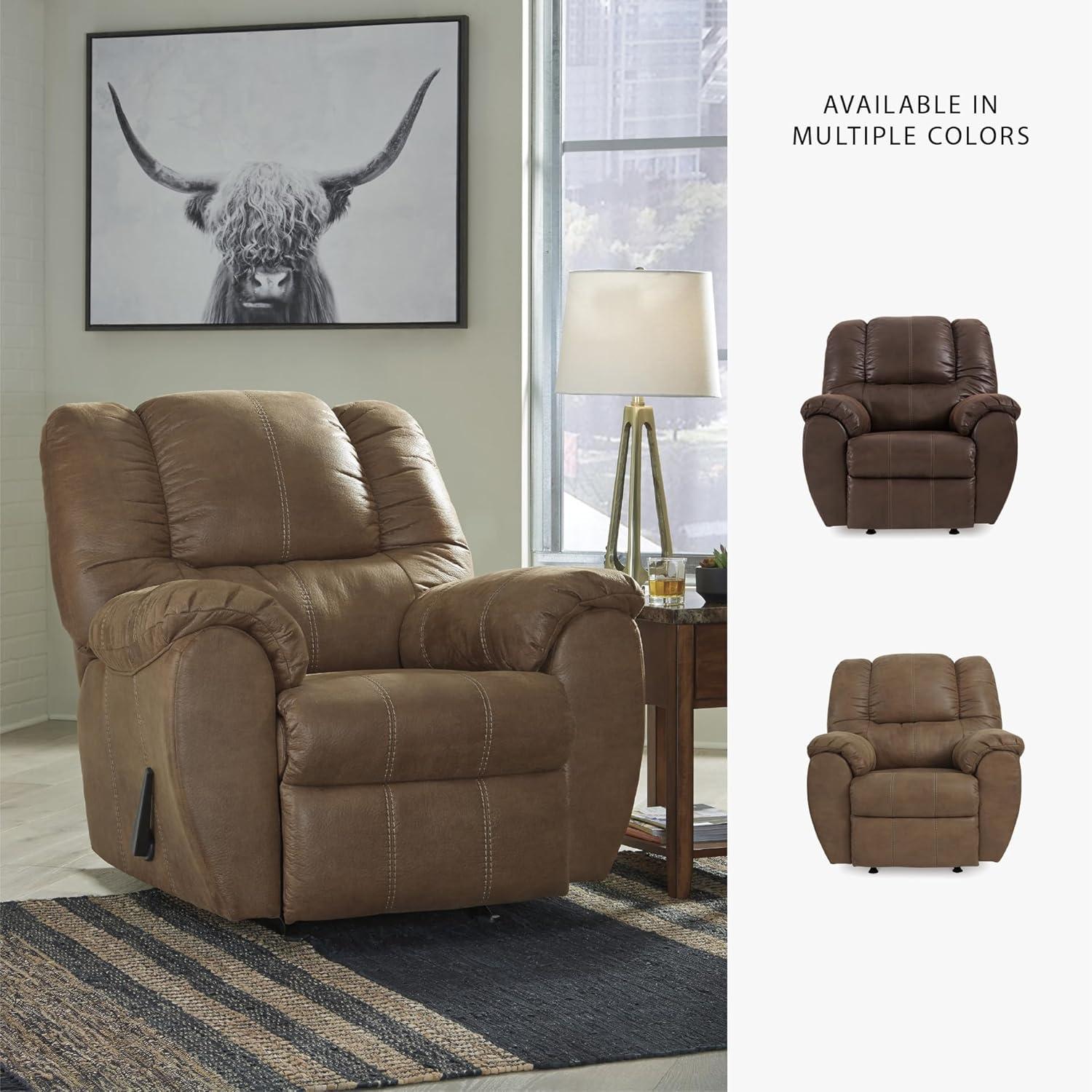 imageSignature Design by Ashley McGann Faux Leather Oversized Manual Rocker Recliner Light BrownLight Brown