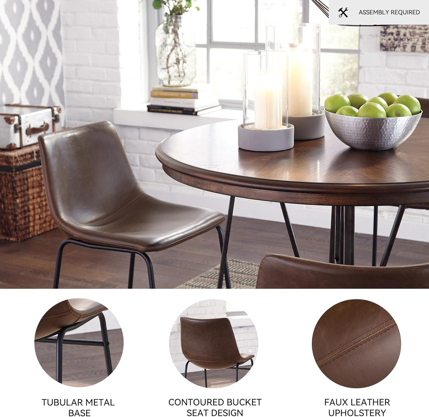 imageSignature Design by Ashley Mid Century Centiar Dining Bucket Chair Set of 2 Black and BrownBrown