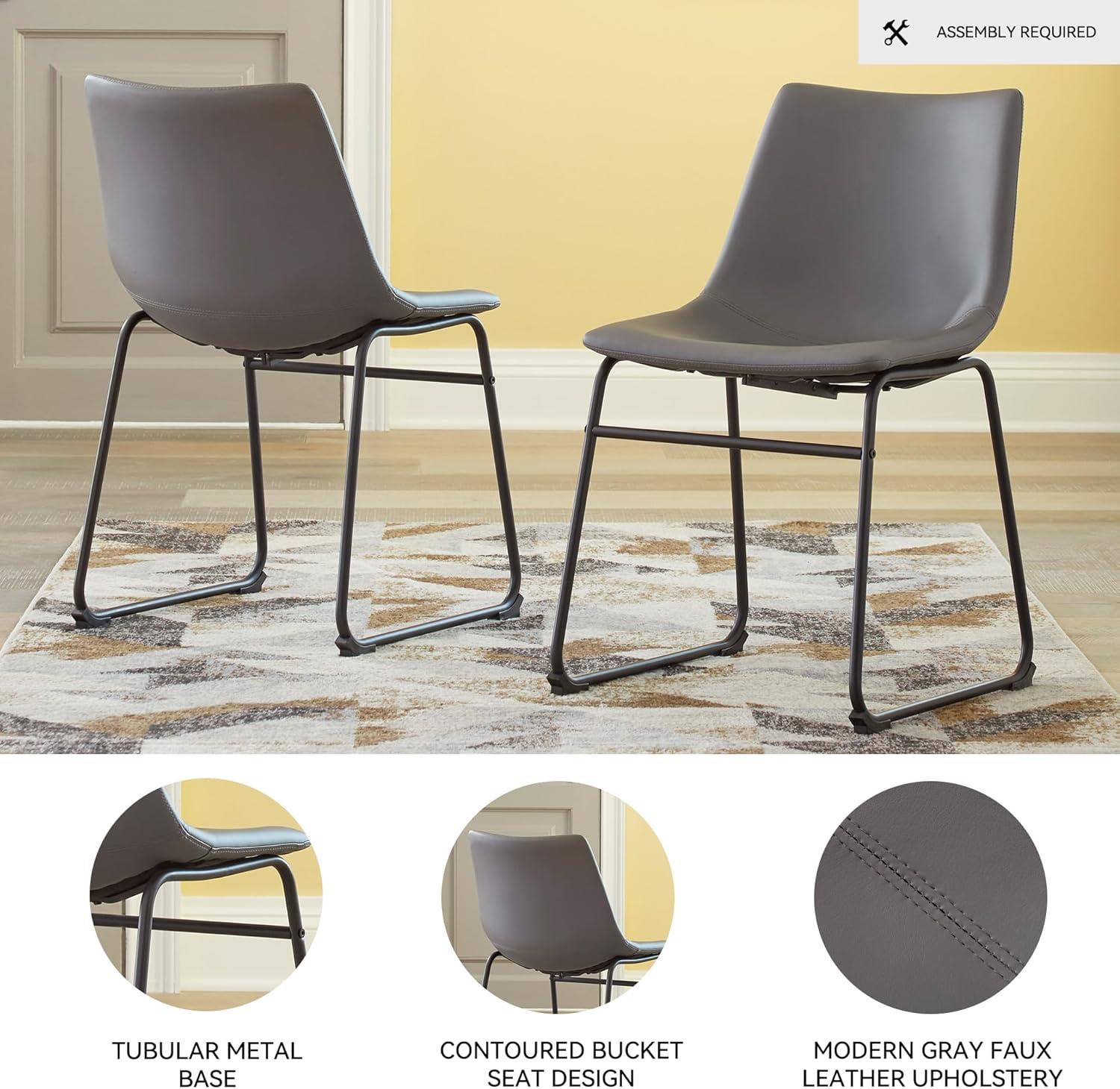 imageSignature Design by Ashley Mid Century Centiar Dining Bucket Chair Set of 2 Black and BrownGrey