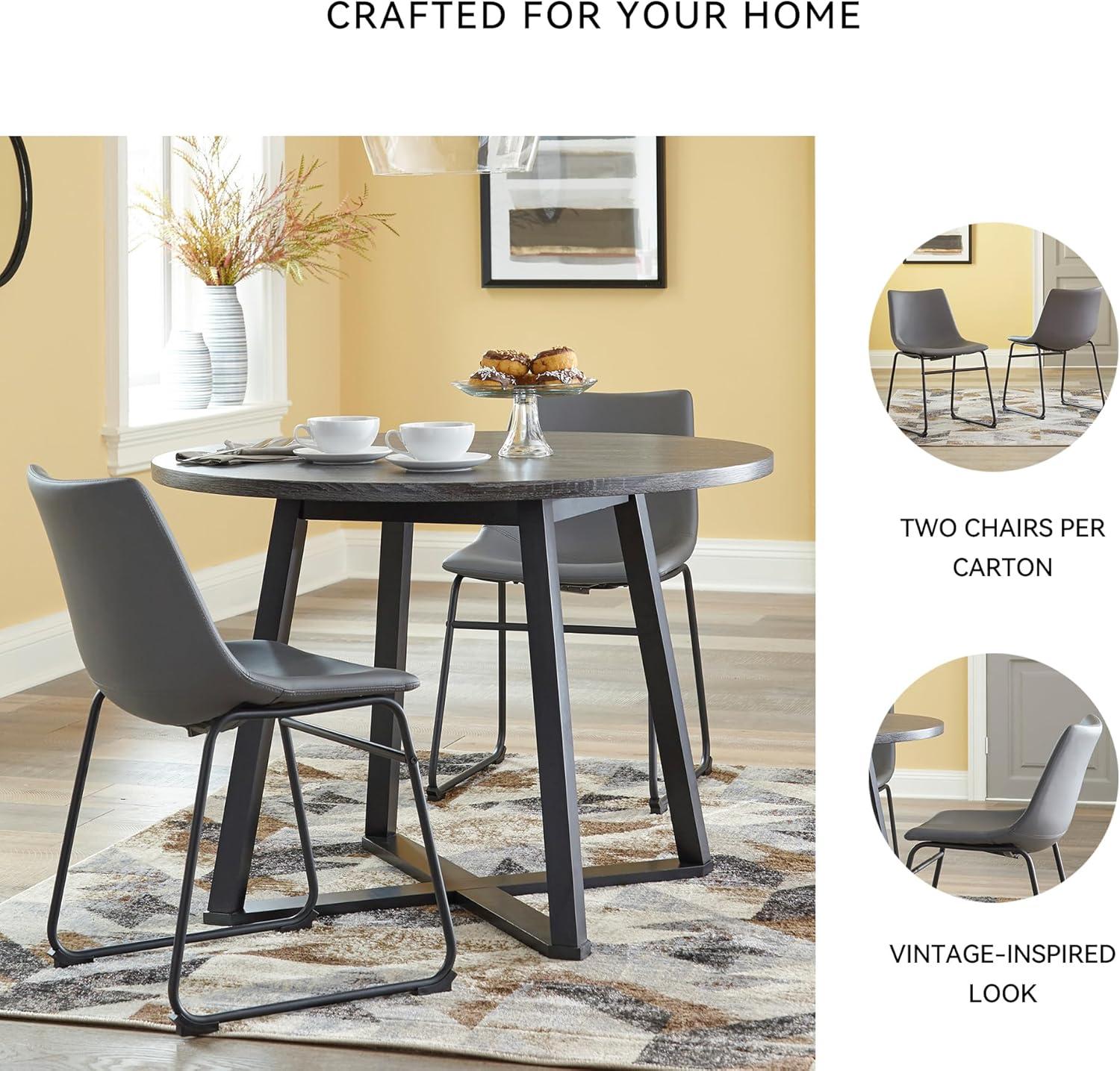 imageSignature Design by Ashley Mid Century Centiar Dining Bucket Chair Set of 2 Black and BrownGrey