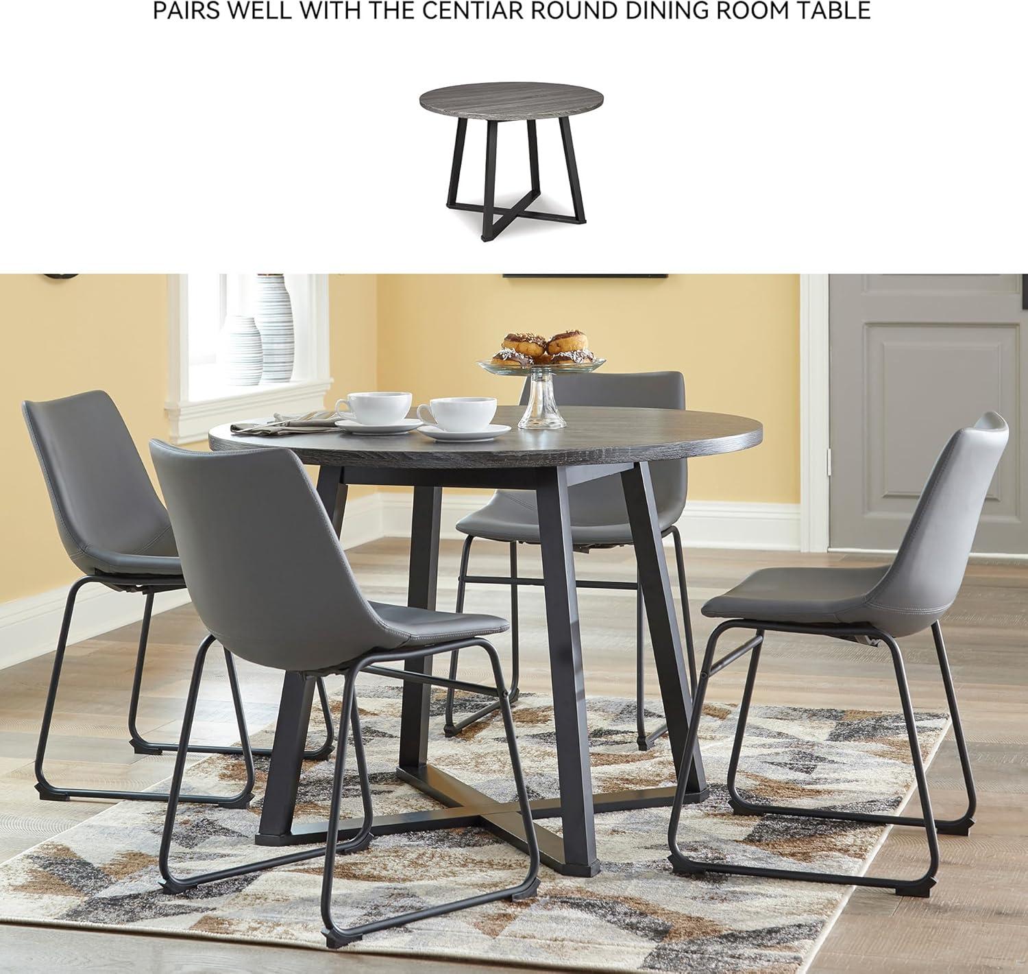 imageSignature Design by Ashley Mid Century Centiar Dining Bucket Chair Set of 2 Black and BrownGrey