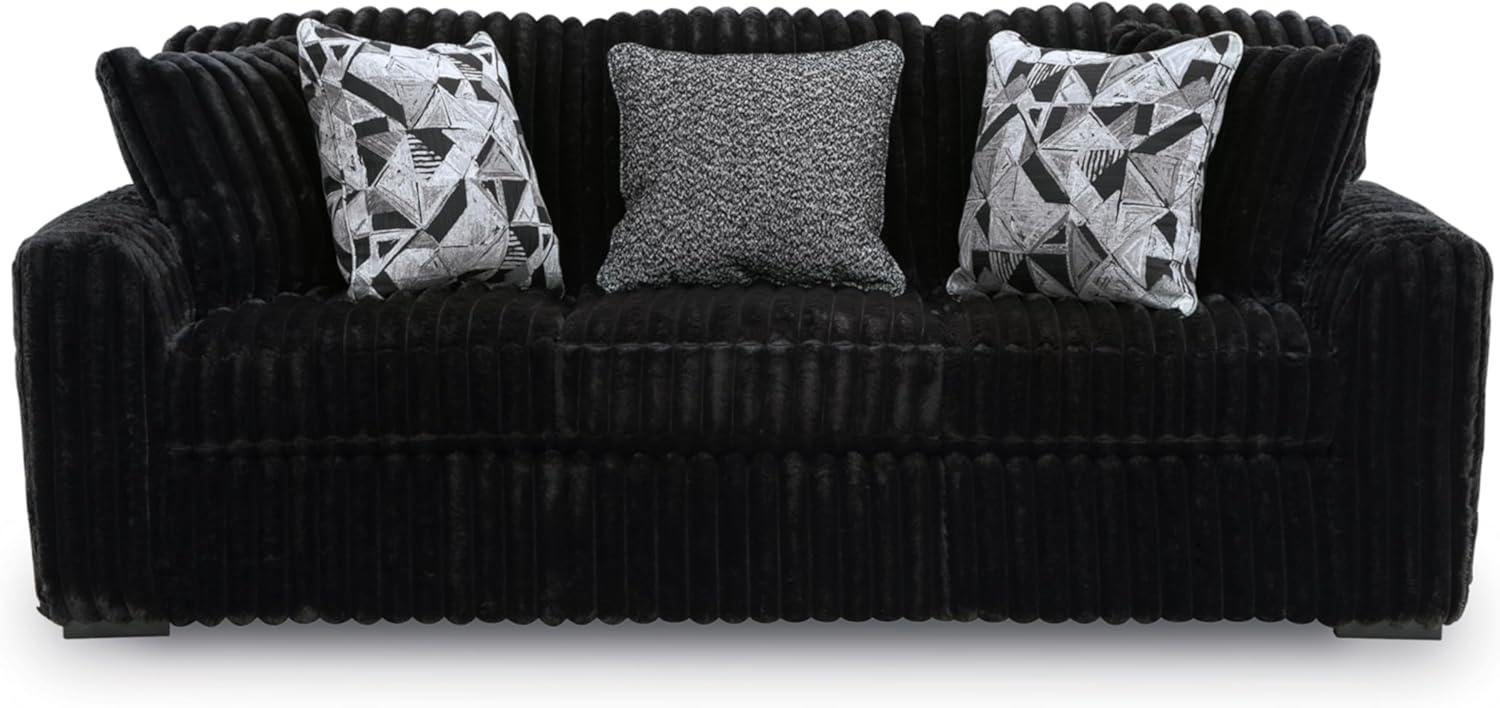 imageSignature Design by Ashley MidnightMadness Contemporary Oversized Chaise with Reversible Cushions USB Ports and Cup Holders Dark BrownBlack