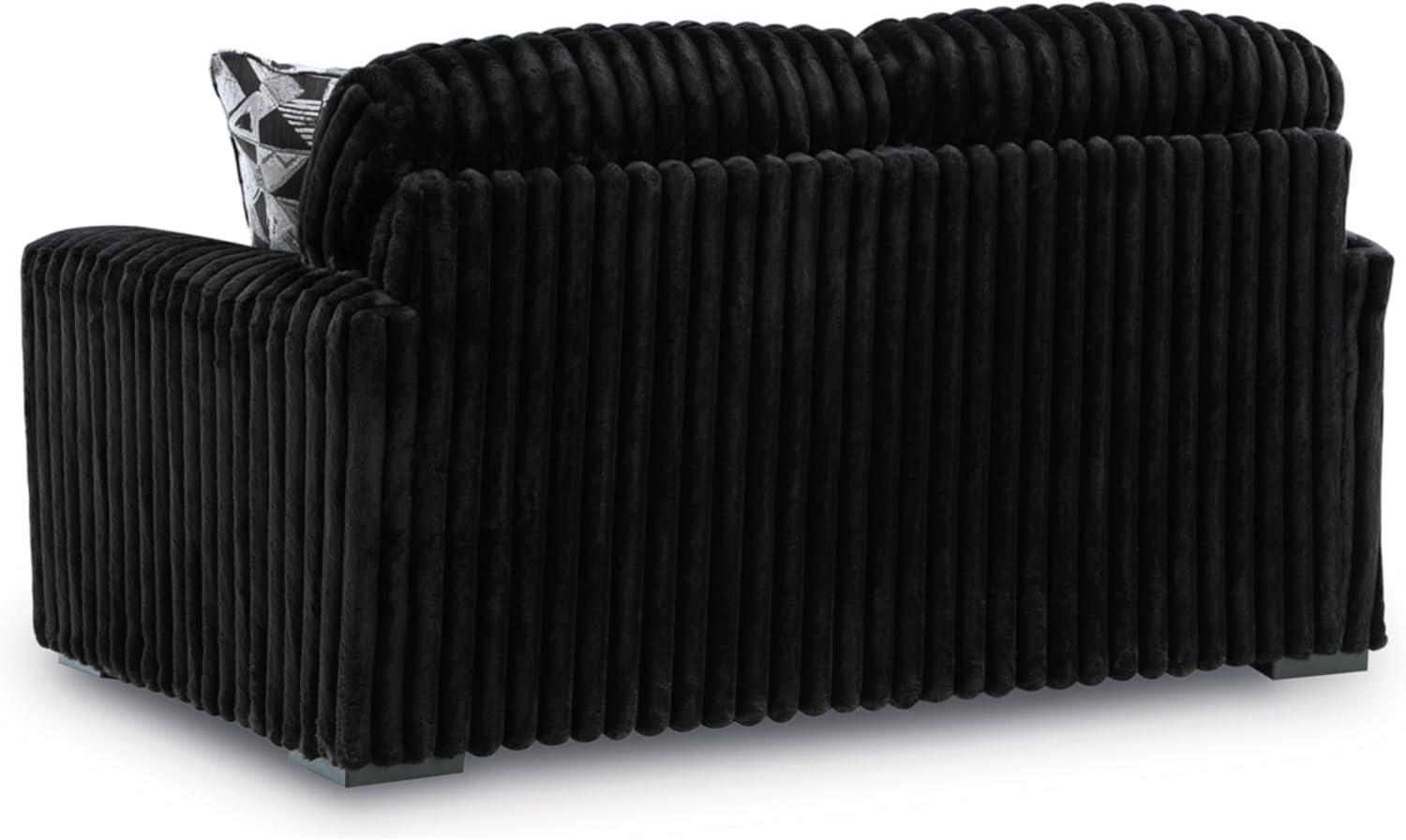 imageSignature Design by Ashley MidnightMadness Contemporary Oversized Chaise with Reversible Cushions USB Ports and Cup Holders Dark BrownBlack