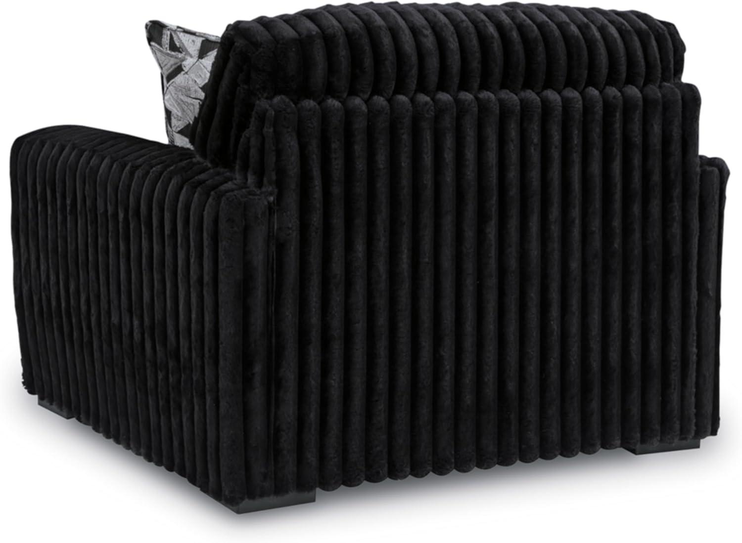 imageSignature Design by Ashley MidnightMadness Contemporary Oversized Chaise with Reversible Cushions USB Ports and Cup Holders Dark BrownBlack