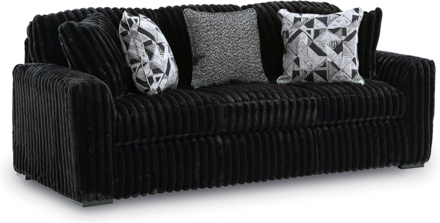 imageSignature Design by Ashley MidnightMadness Contemporary Oversized Chaise with Reversible Cushions USB Ports and Cup Holders Dark BrownBlack