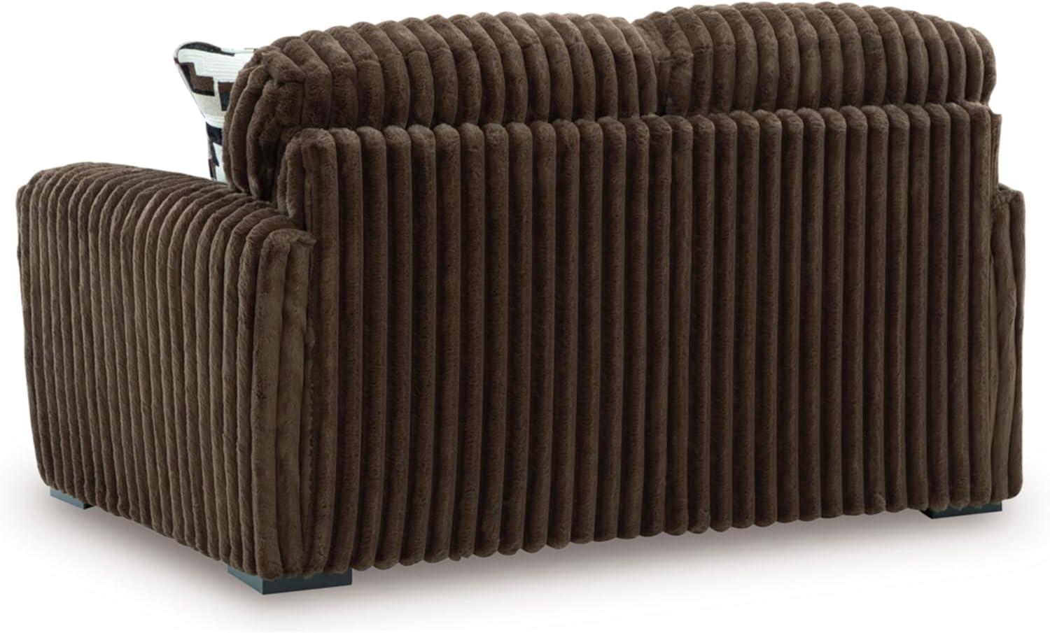 imageSignature Design by Ashley MidnightMadness Contemporary Oversized Chaise with Reversible Cushions USB Ports and Cup Holders Dark BrownBrown