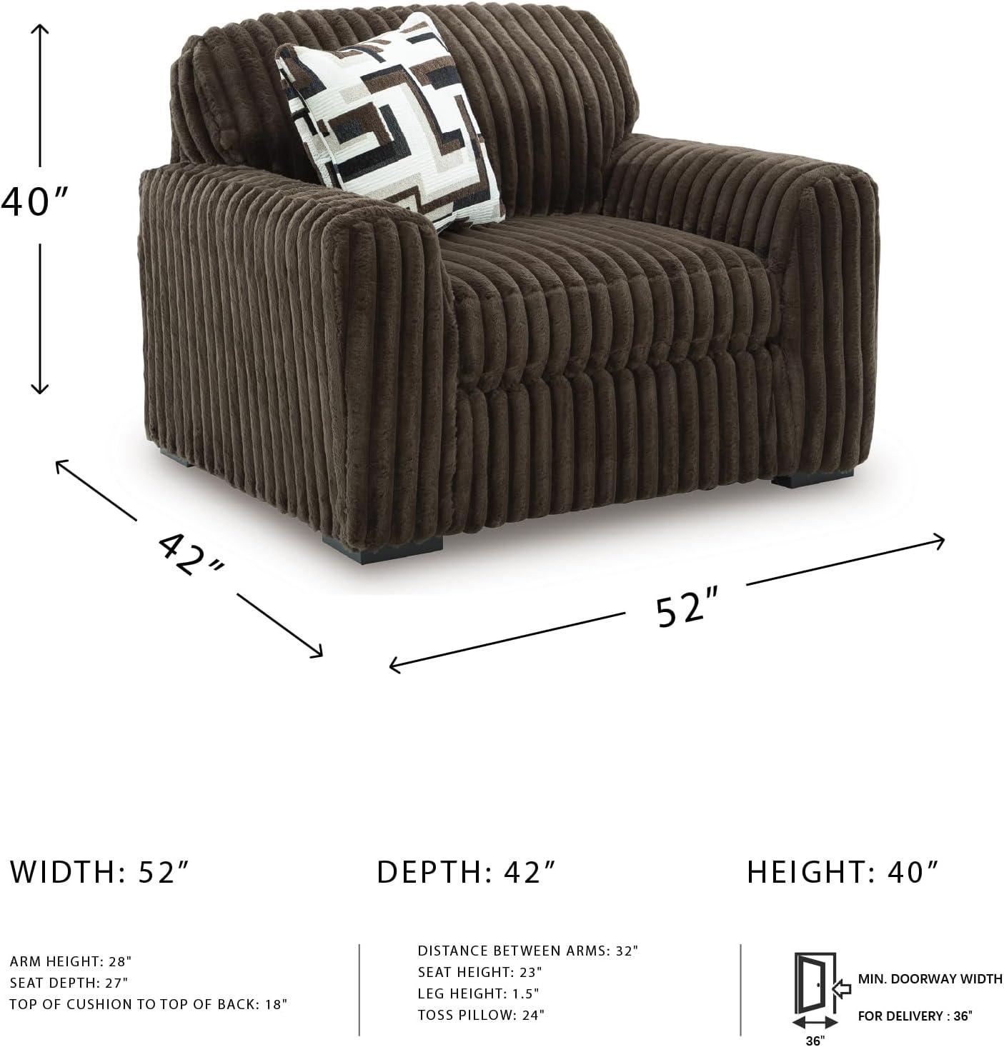 imageSignature Design by Ashley MidnightMadness Contemporary Oversized Chaise with Reversible Cushions USB Ports and Cup Holders Dark BrownBrown