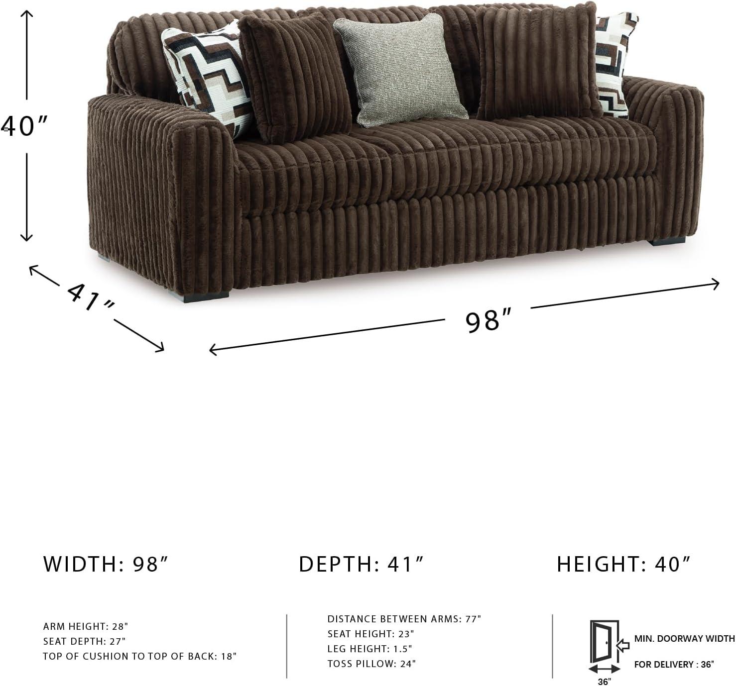 imageSignature Design by Ashley MidnightMadness Contemporary Oversized Chaise with Reversible Cushions USB Ports and Cup Holders Dark BrownBrown