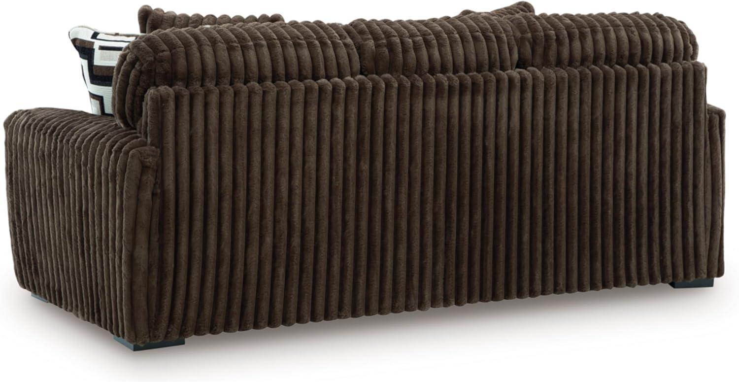 imageSignature Design by Ashley MidnightMadness Contemporary Oversized Chaise with Reversible Cushions USB Ports and Cup Holders Dark BrownBrown