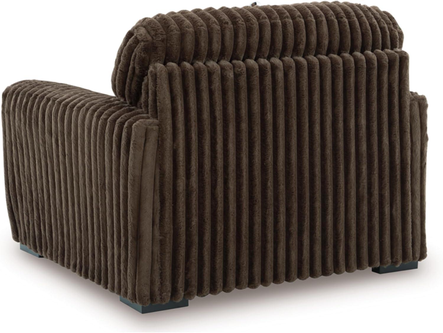 imageSignature Design by Ashley MidnightMadness Contemporary Oversized Chaise with Reversible Cushions USB Ports and Cup Holders Dark BrownBrown