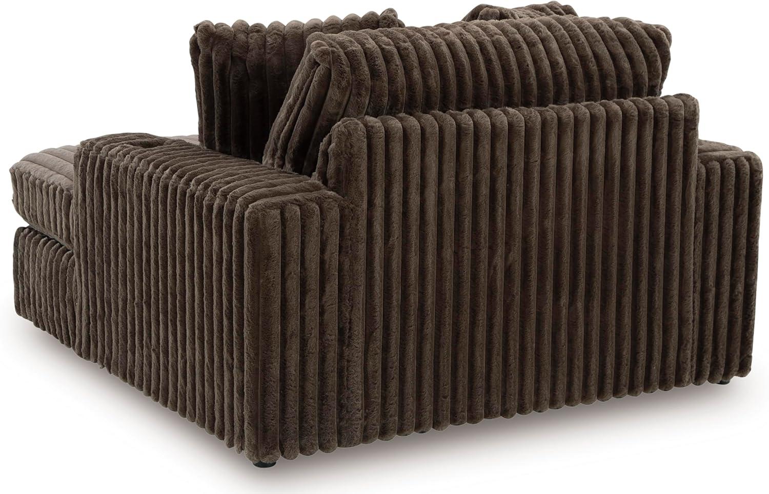imageSignature Design by Ashley MidnightMadness Contemporary Oversized Chaise with Reversible Cushions USB Ports and Cup Holders Dark BrownBrown