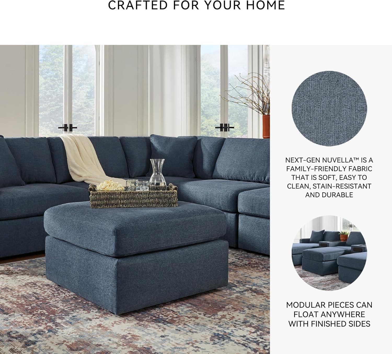 imageSignature Design by Ashley Modmax Contemporary Swivel Glider Recliner PressBack Reclining Cleanable ampamp Durable Performance Fabric 21quot Seat Height GrayBlue