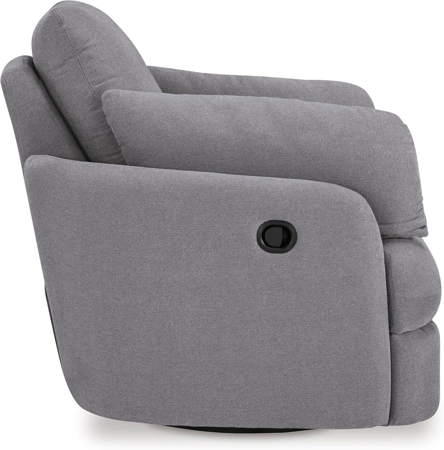 imageSignature Design by Ashley Modmax Contemporary Swivel Glider Recliner PressBack Reclining Cleanable ampamp Durable Performance Fabric 21quot Seat Height GrayLight Gray