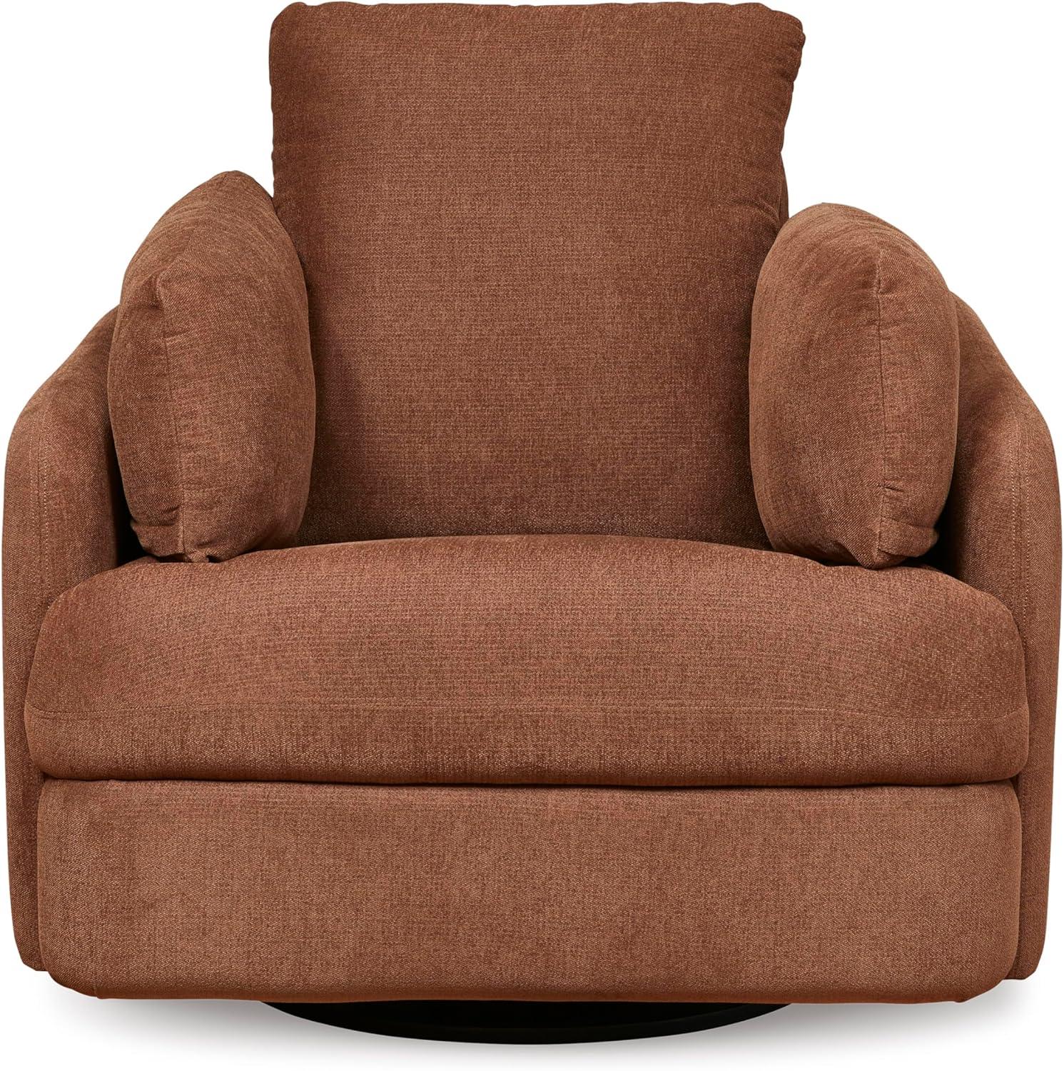 imageSignature Design by Ashley Modmax Contemporary Swivel Glider Recliner PressBack Reclining Cleanable ampamp Durable Performance Fabric 21quot Seat Height GrayBurnt Orange