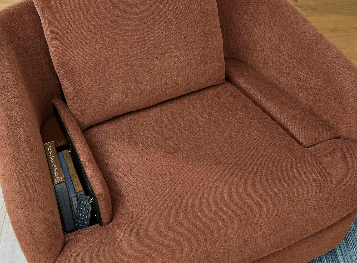 imageSignature Design by Ashley Modmax Contemporary Swivel Glider Recliner PressBack Reclining Cleanable ampamp Durable Performance Fabric 21quot Seat Height GrayBurnt Orange